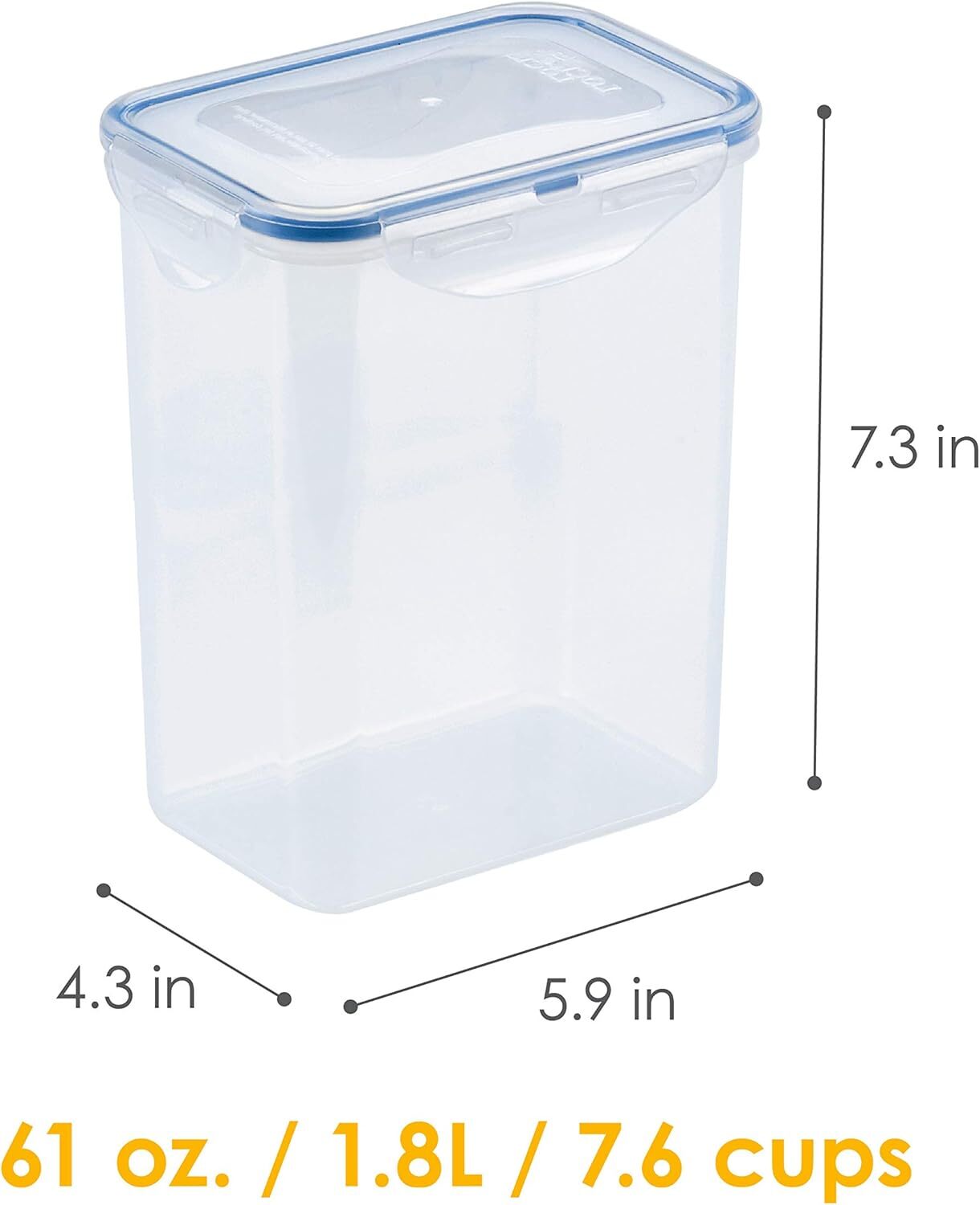 LocknLock Easy Essentials Airtight Rectangular Tall Food 4 Piece Set, Clear