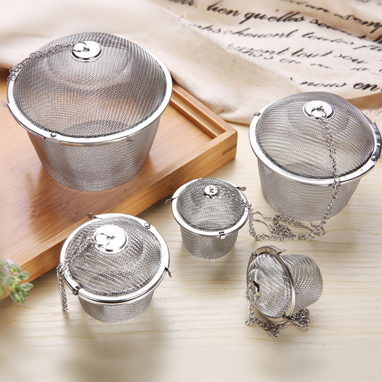 2er Pack Stainless Steel Mesh Tea Ball, Extra Fine OD max:4.5cm, Silver