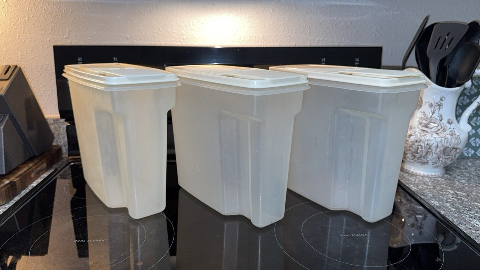VTG Rubbermaid 3pc Plastic Storage Container Set 21 Cup White/Clear Snap Lids