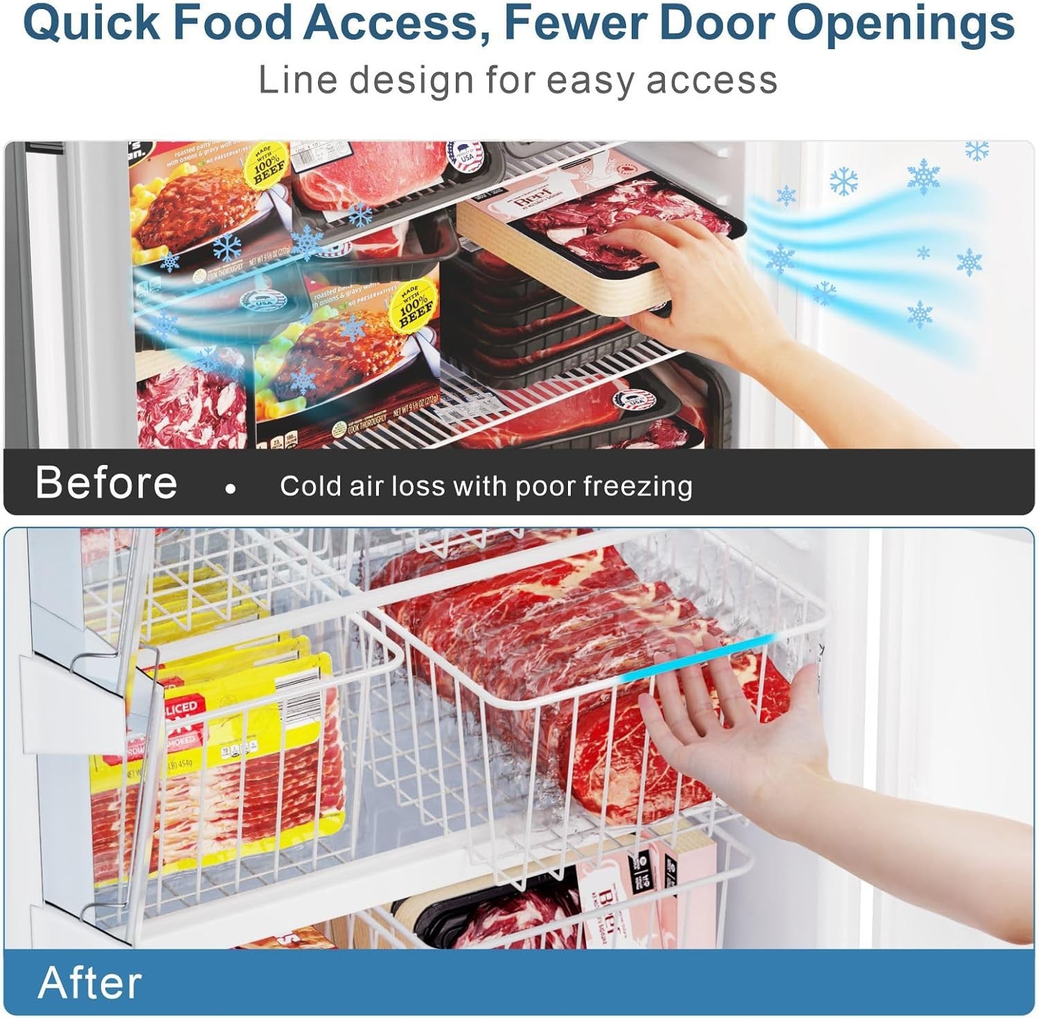 Elegant Slide-Out Freezer Bins – 2 Large & 2 Medium for Ultimate Freshness