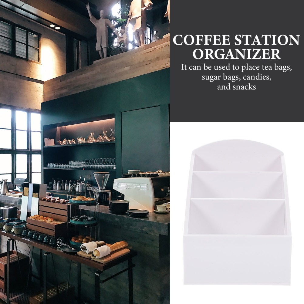 Coffee Station Organizer Acrylic White For Kitchen Counter 1Pcs 4.91X3.54X3.34In