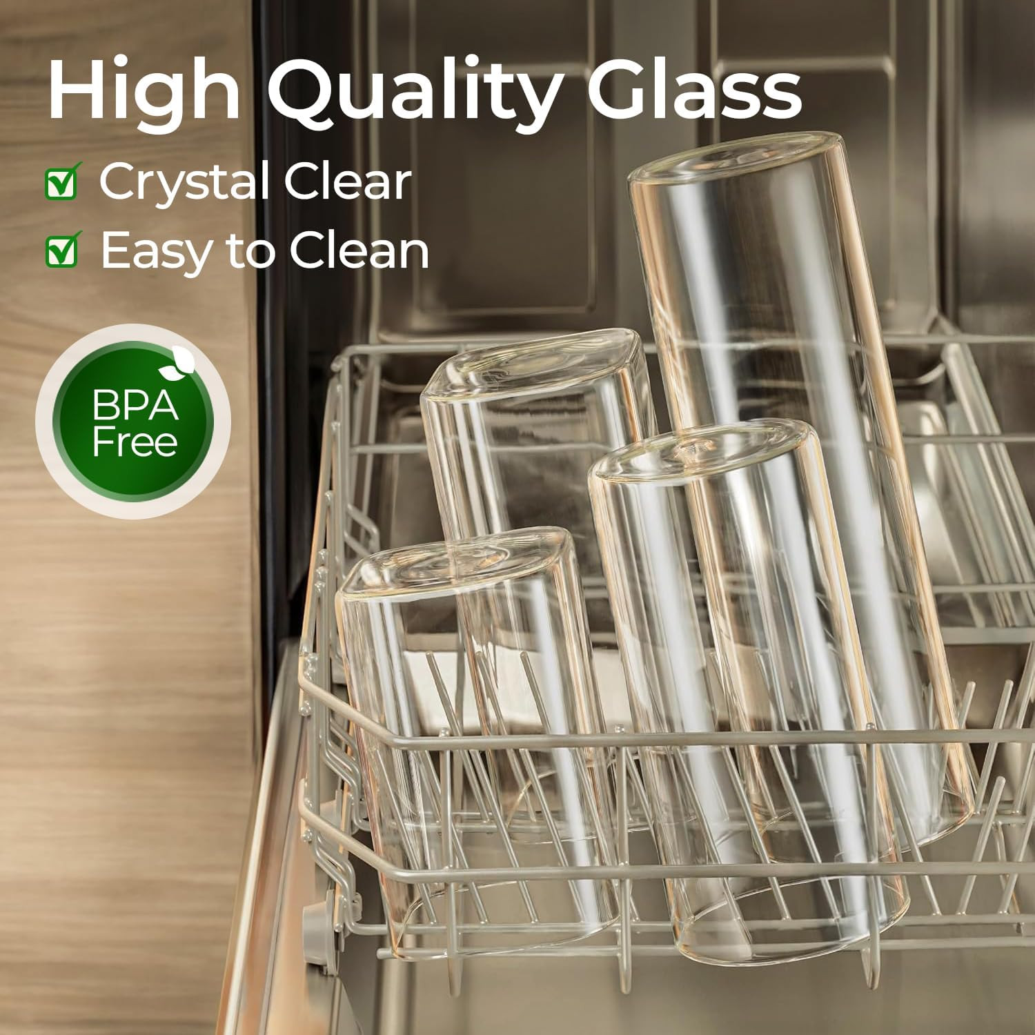 Comsaf Glass Spaghetti Pasta Storage Container with Lids 2 Qt Set of 3, Tall Cle