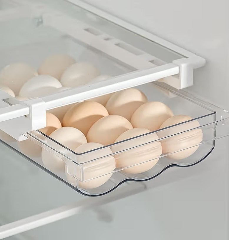 Egg Holder for Refrigerator, Fridge Egg Storage Tray, Clear Plastic Egg…