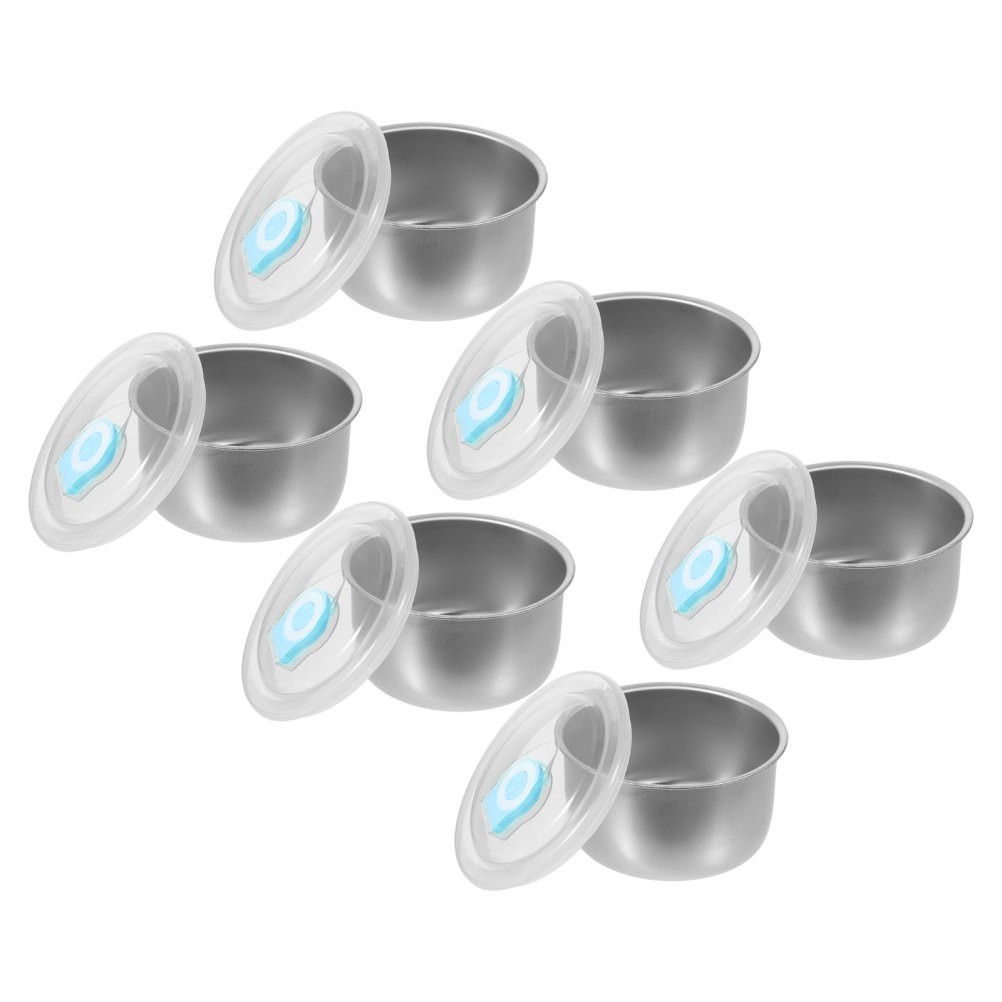6 Pcs Lunch Box Stainless Steel Freezer Ice Cream Tub Butter Keeper with Lid