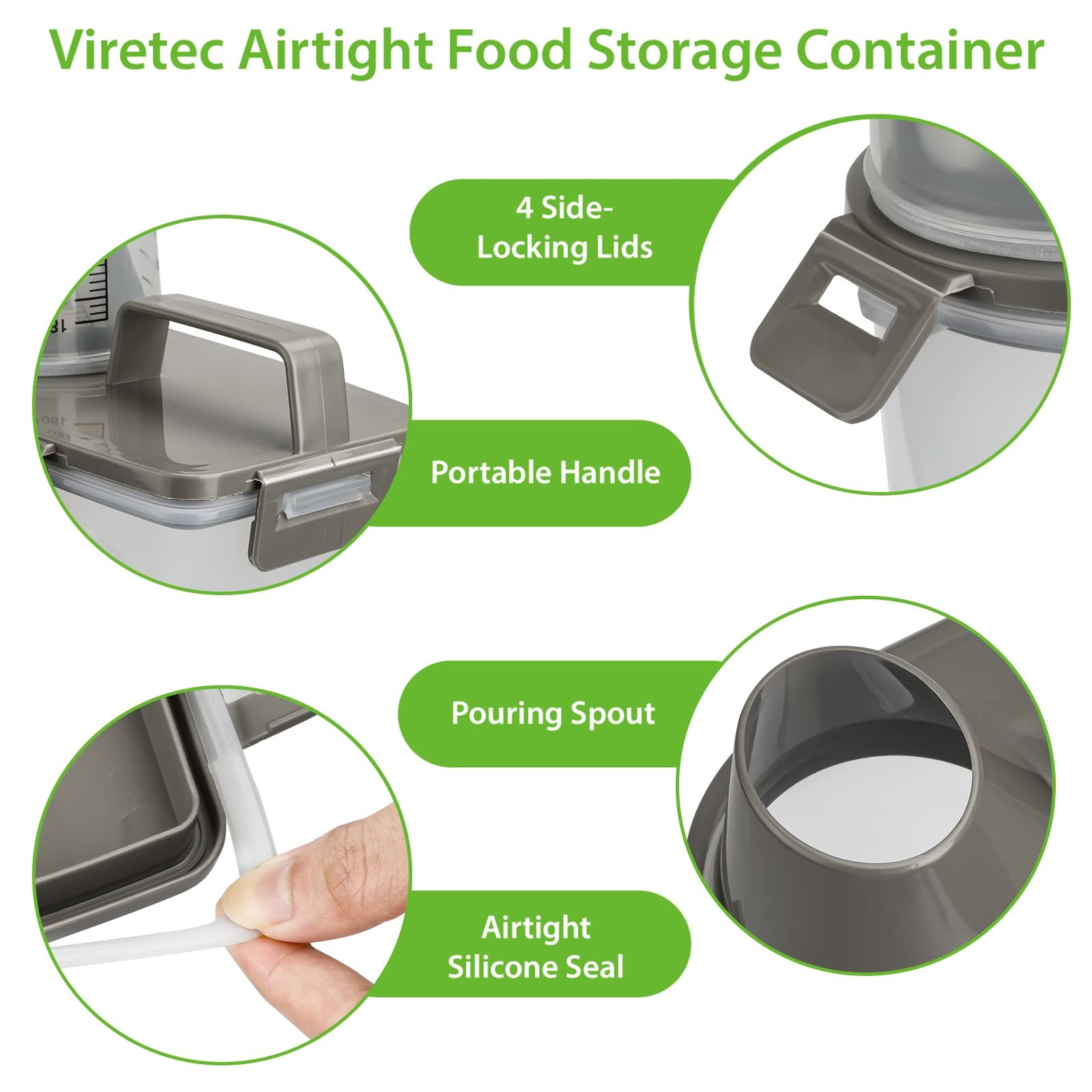Rice Airtight Storage Container, 3 to 5Lbs Cereal Dry Food Flour Bin, Pet Dog…