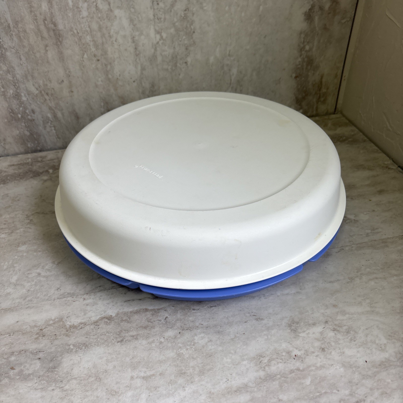 Tupperware Serving Center- Rare Blue White Cover, Dip Dish, Lid 4 Pc. Set EUC