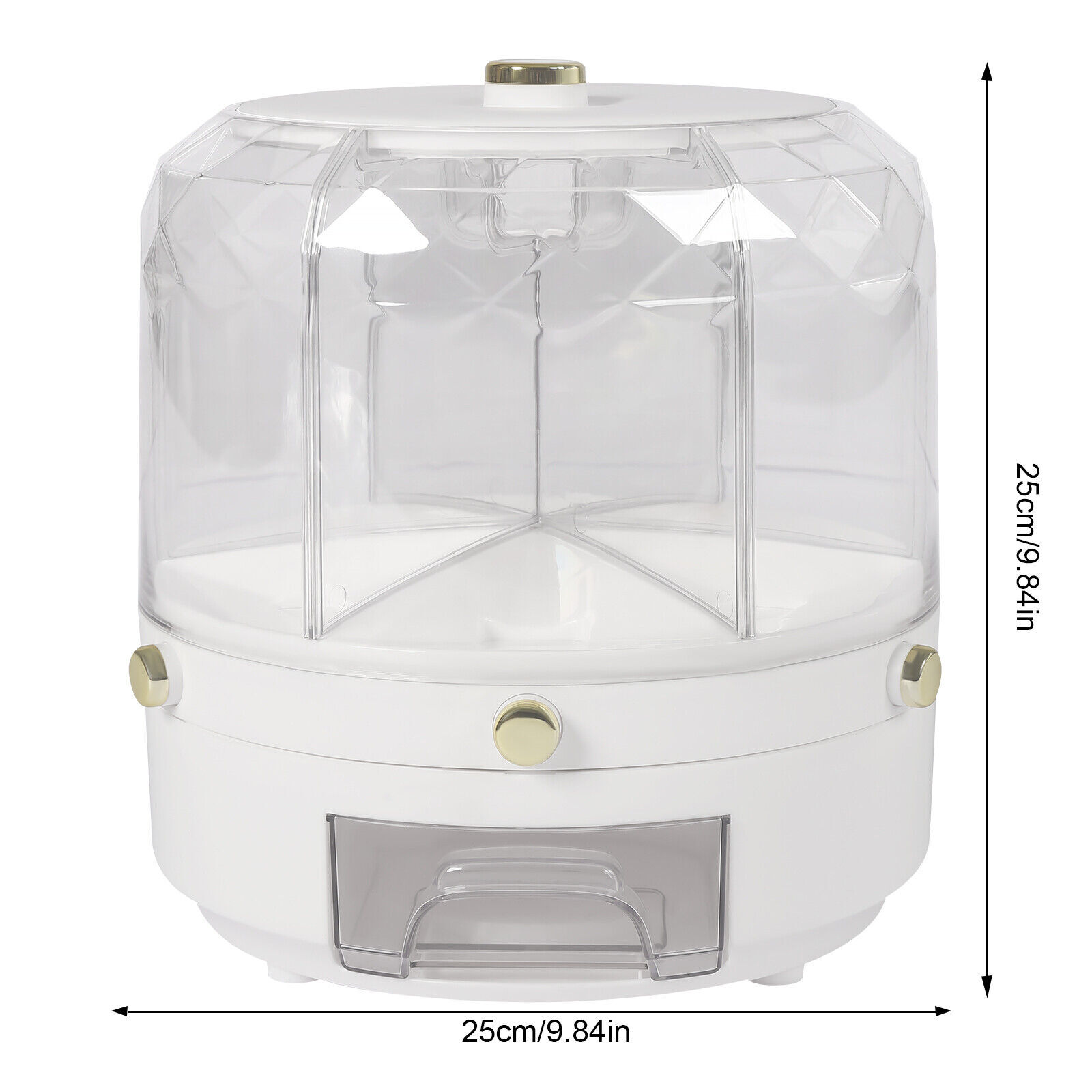 6-Grid Rotating Rice Dispenser Dry Grain Food Storage Container Tank for Kitchen