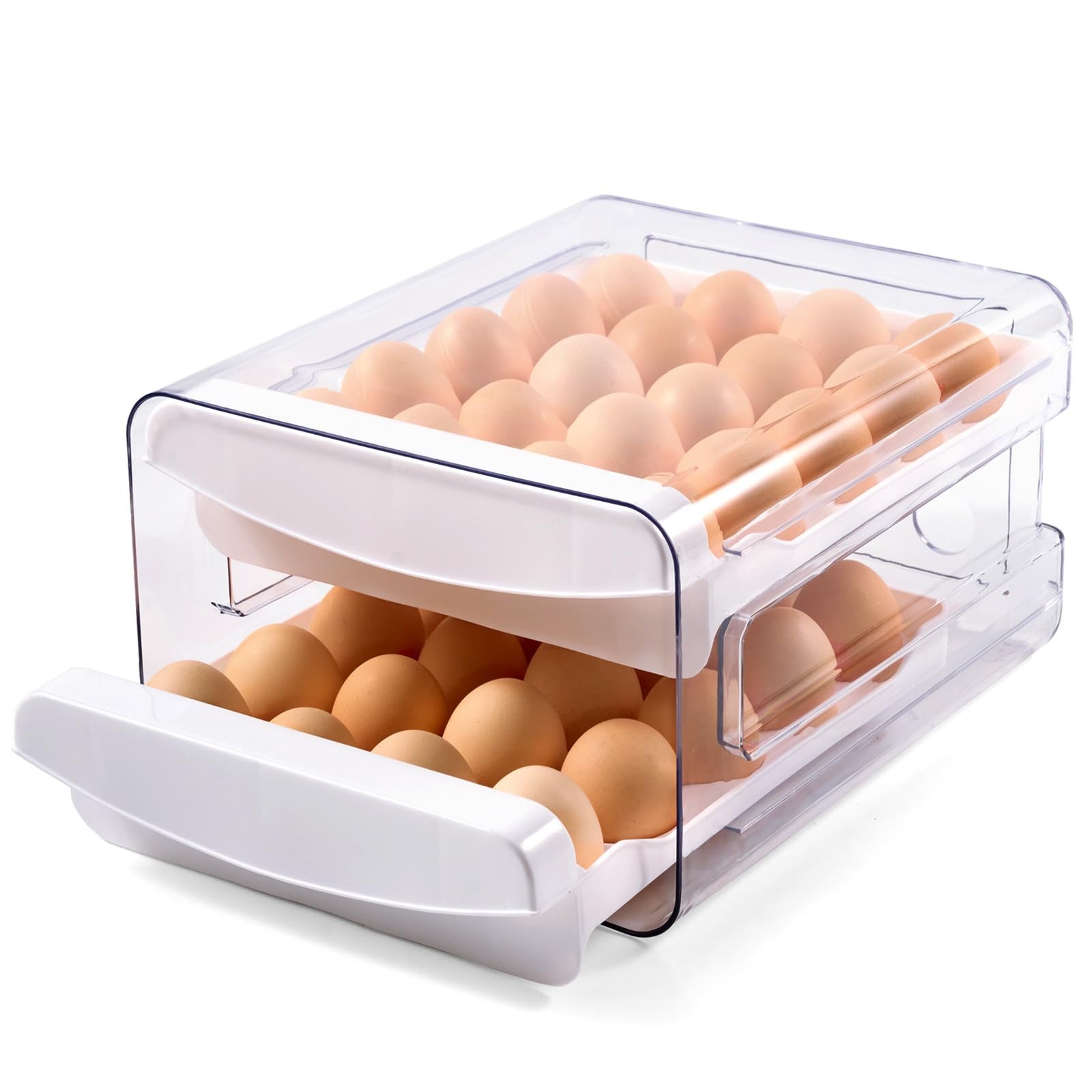 Egg Container Holders Dispenser for Refrigerator 40 Eggs, 2 Tier Clear Stacka…