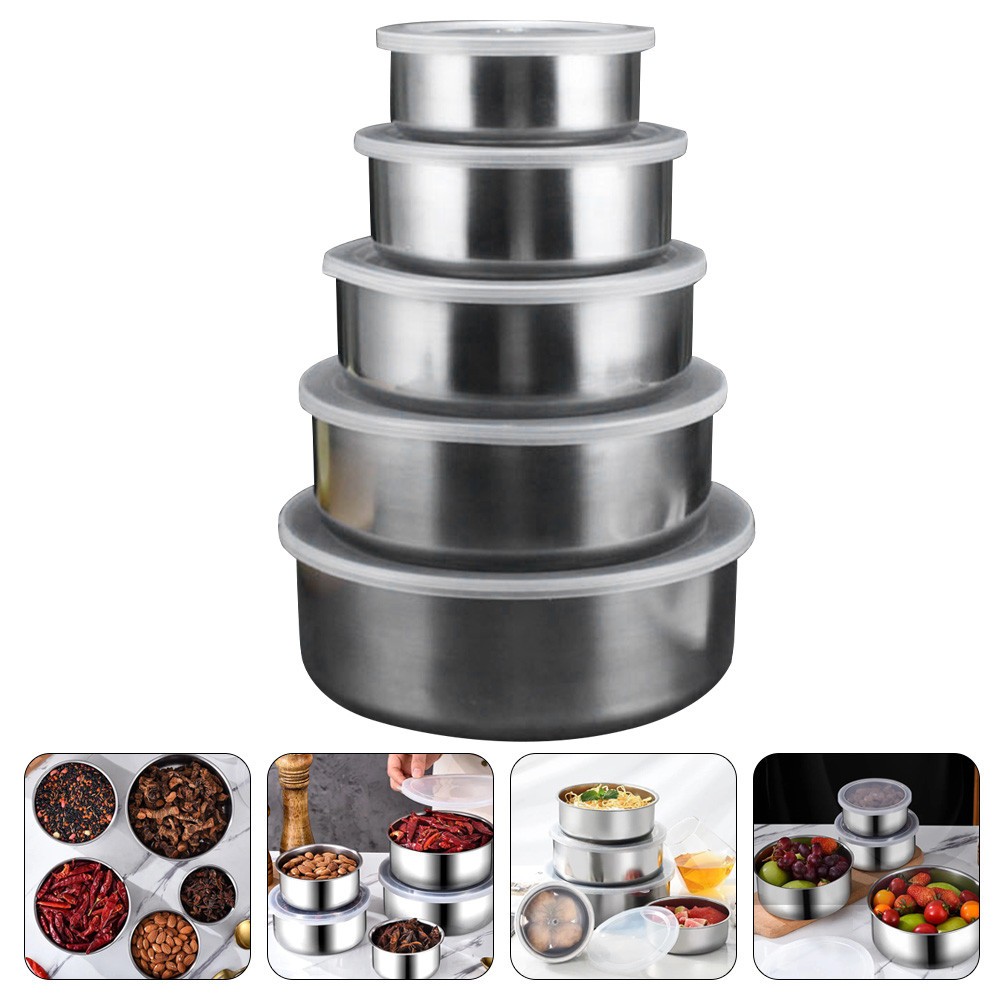 1 Set Reusable Stainless Steel Bento Box with Lid Sealed Lunch Container Silver