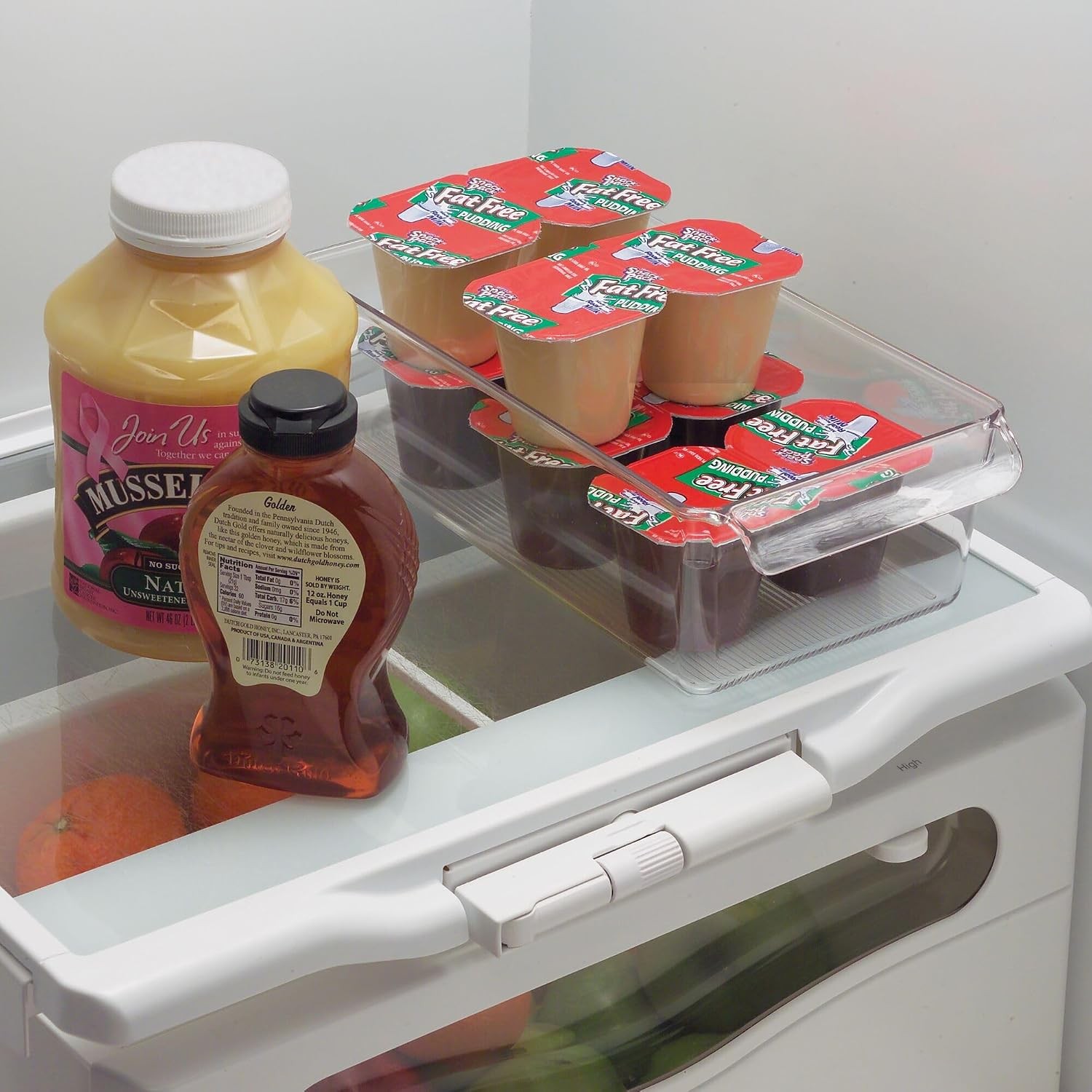 Clear Fridge Storage Bin Set of 4 with Handles Refrigerator Organizer
