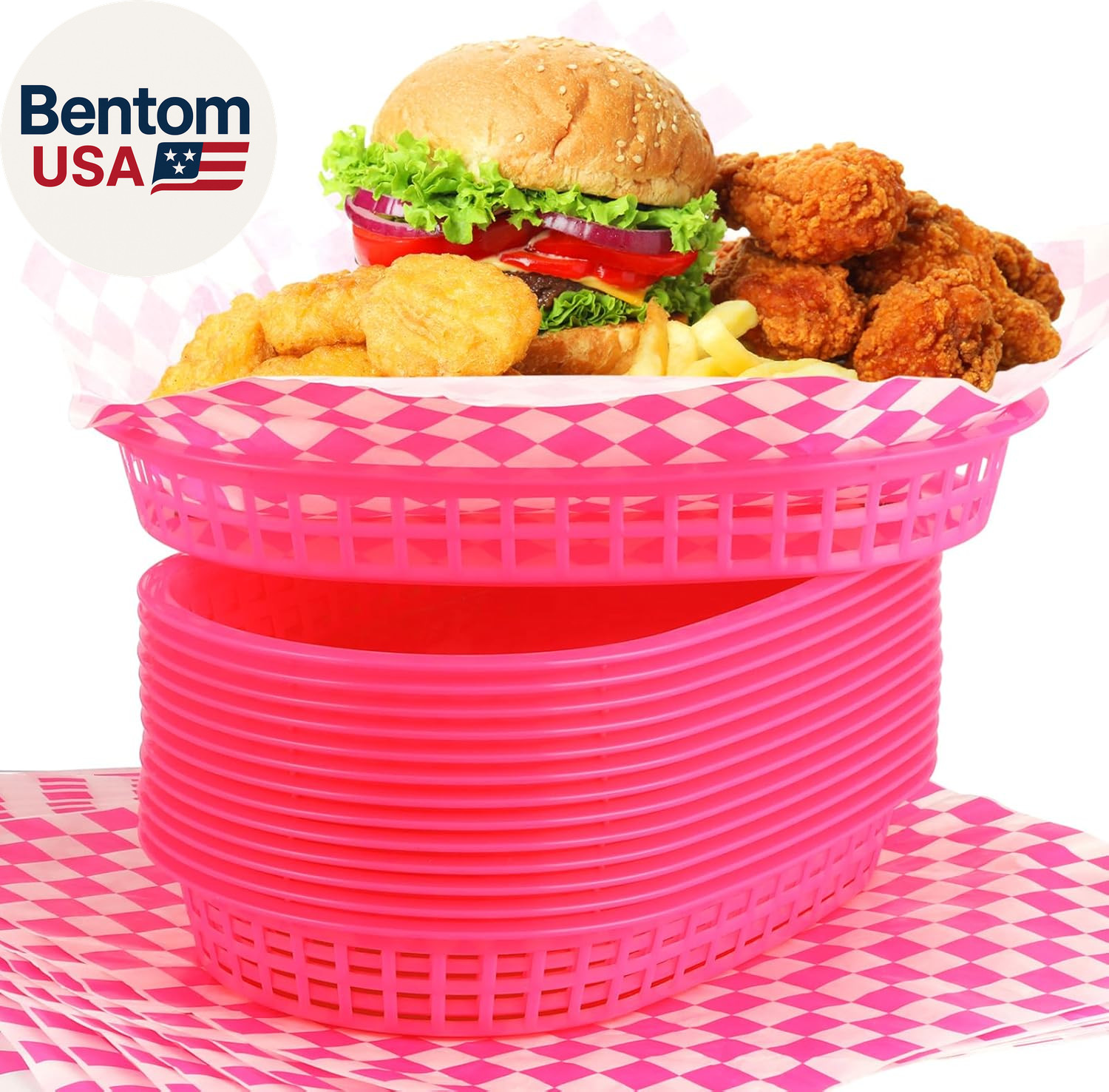 24 Pcs Fast Food Baskets with 100 Deli Liners Halloween Deli Food Baskets 10.5 X