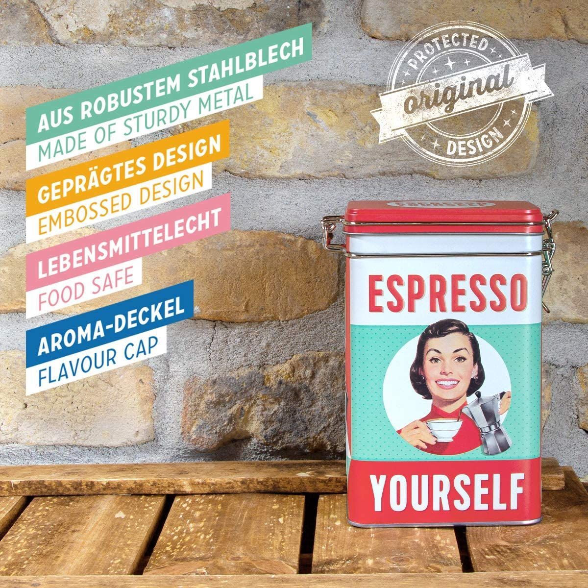 Nostalgic-Art – Metal Food Coffee Sugar Storage Tin Container Box – Espresso