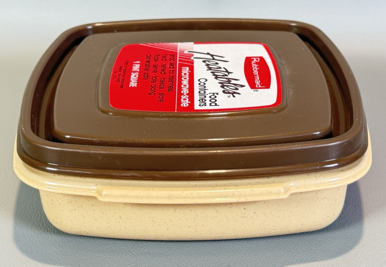 VTG 1986 Rubbermaid Heatables #1 Square 1 Pt 2 Cup Container 5270 Tan Brown