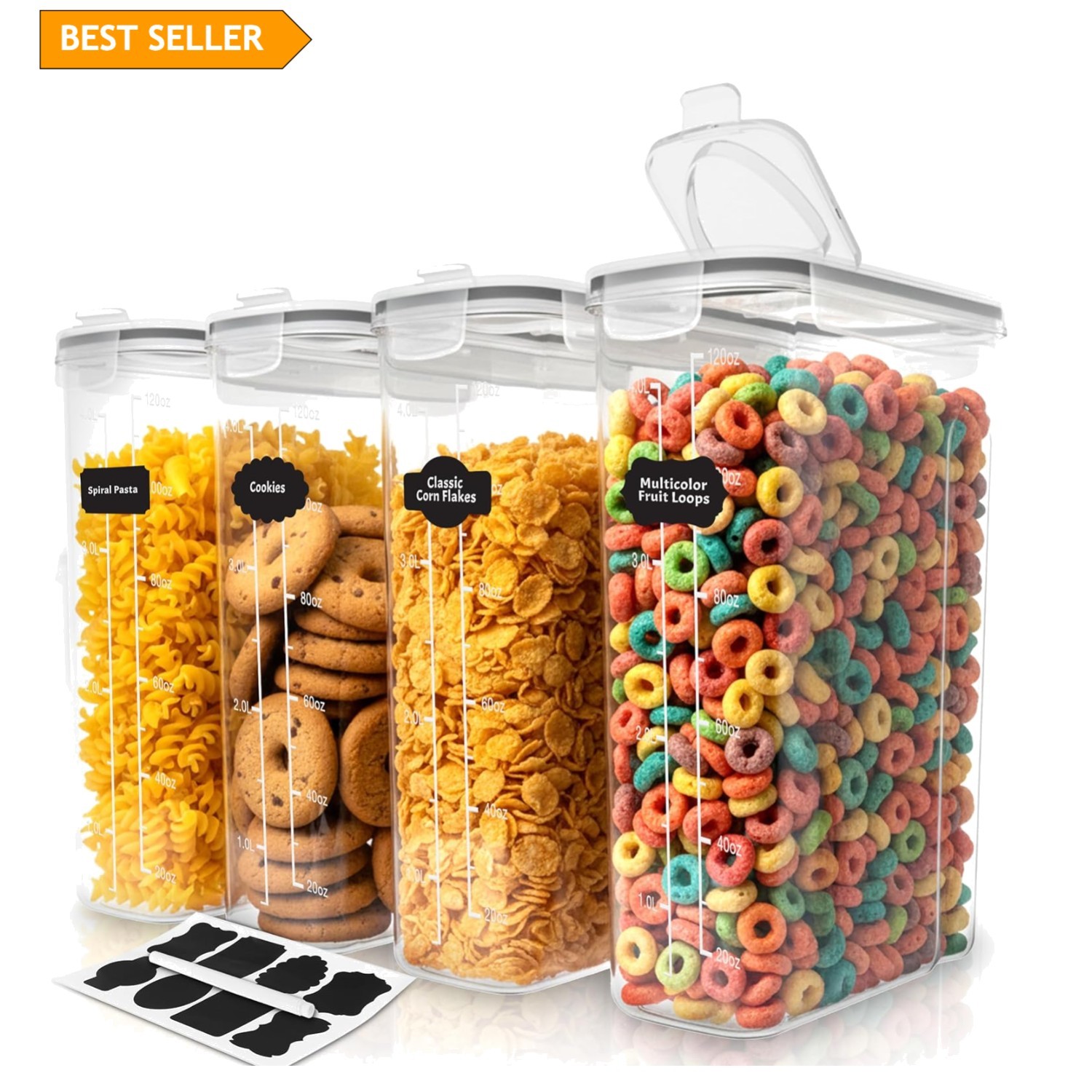 Durable 4L Airtight Food Storage Set – 4 Clear Plastic Containers for Freshness