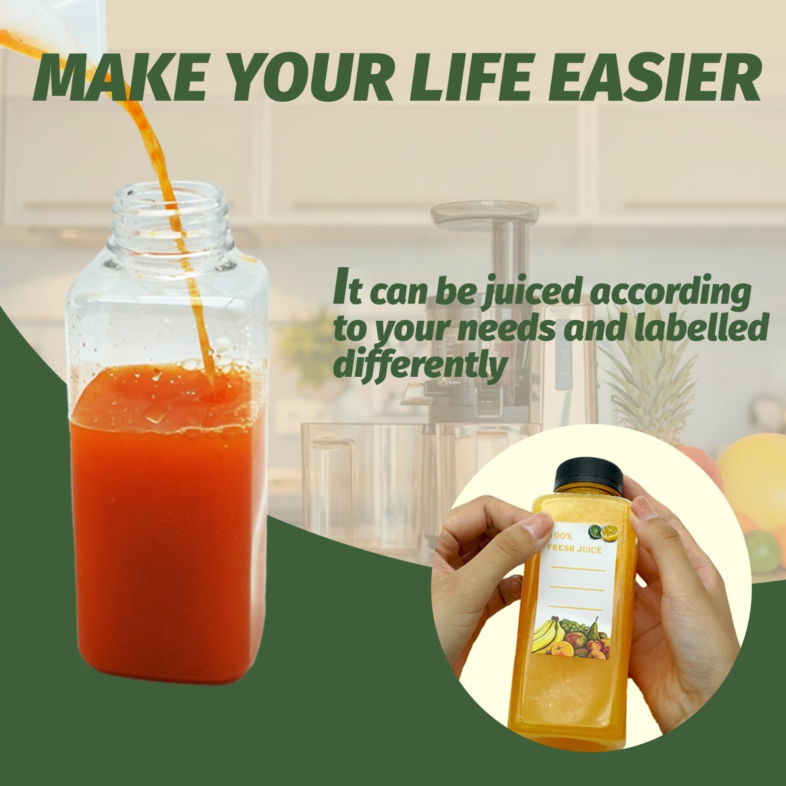 42pcs 16oz Plastic Juice Bottles with Caps – Empty PET Bottles for Juicing & Dri