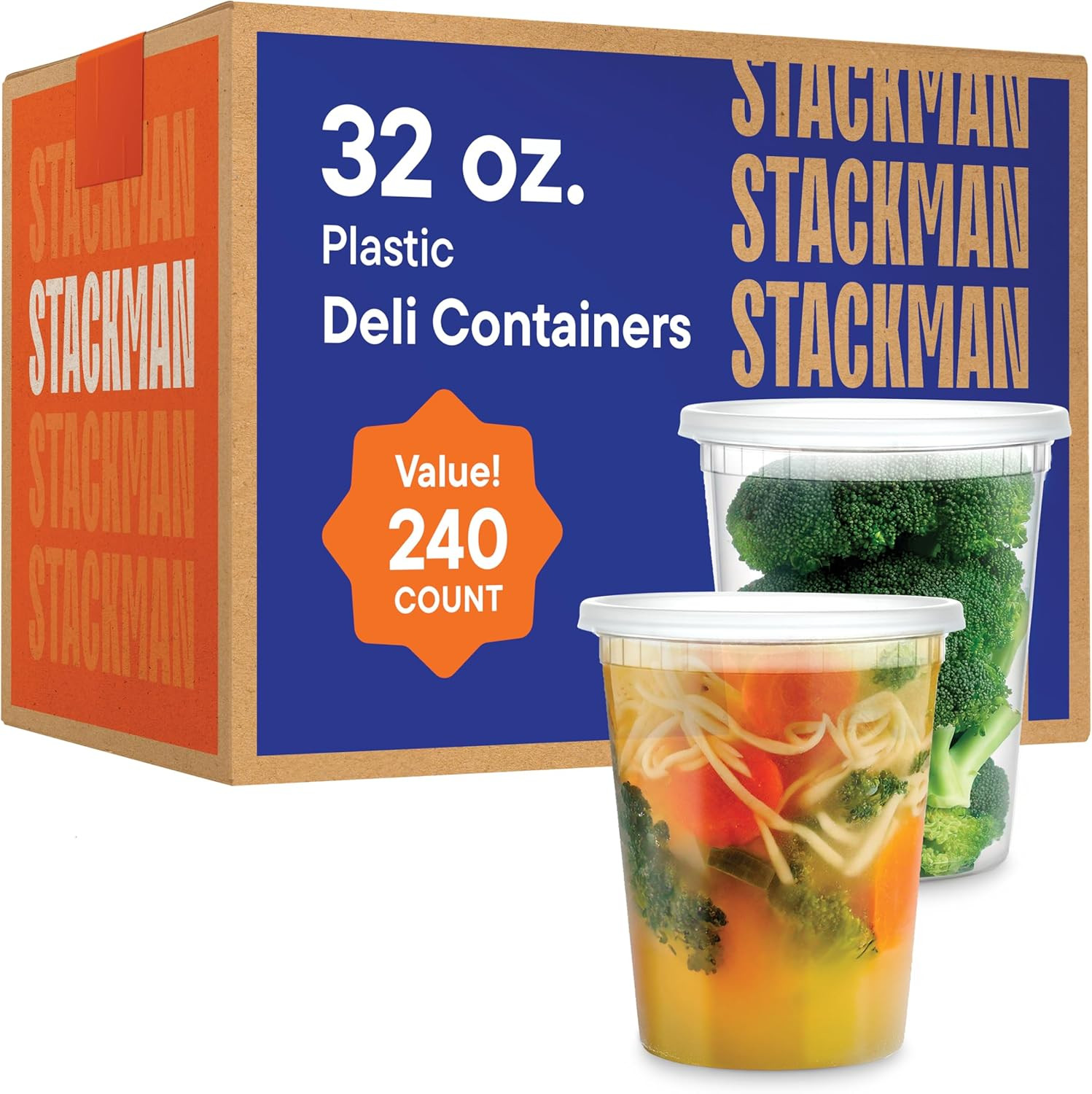 [240 Sets – 32 Oz.] Clear Plastic Deli Food Storage Containers with Airtight Lid