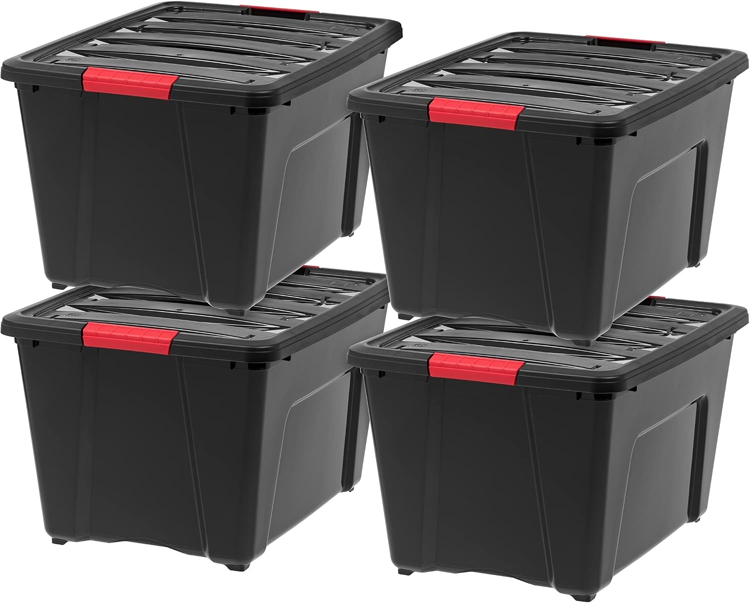 32 Qt Stackable Plastic Storage Bins W/ Lids 6 Pack BPA-Free Made in USA Garage