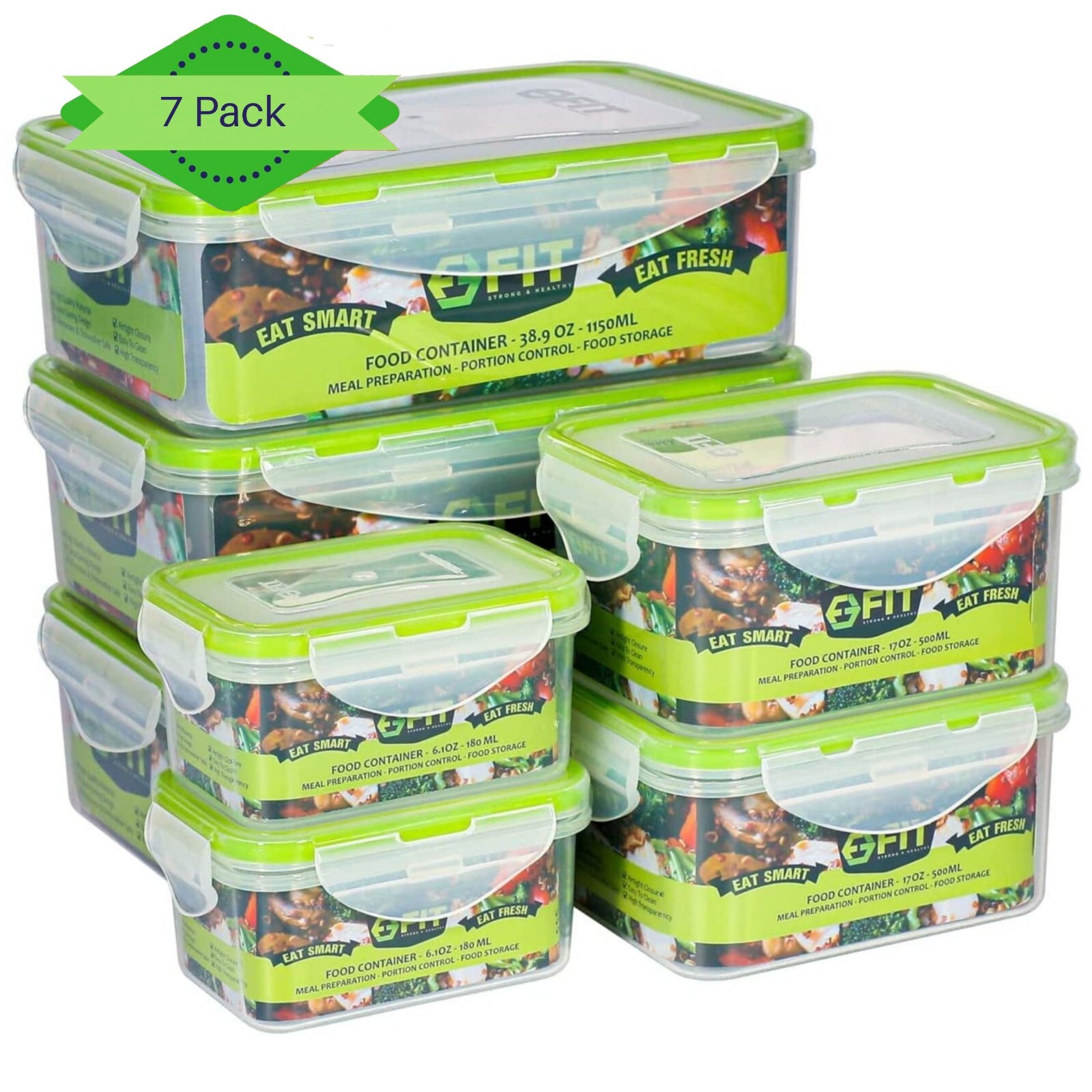 [7 Pack] Bento Box Lunch Box Containers – Meal Prep and Food Storage Containers