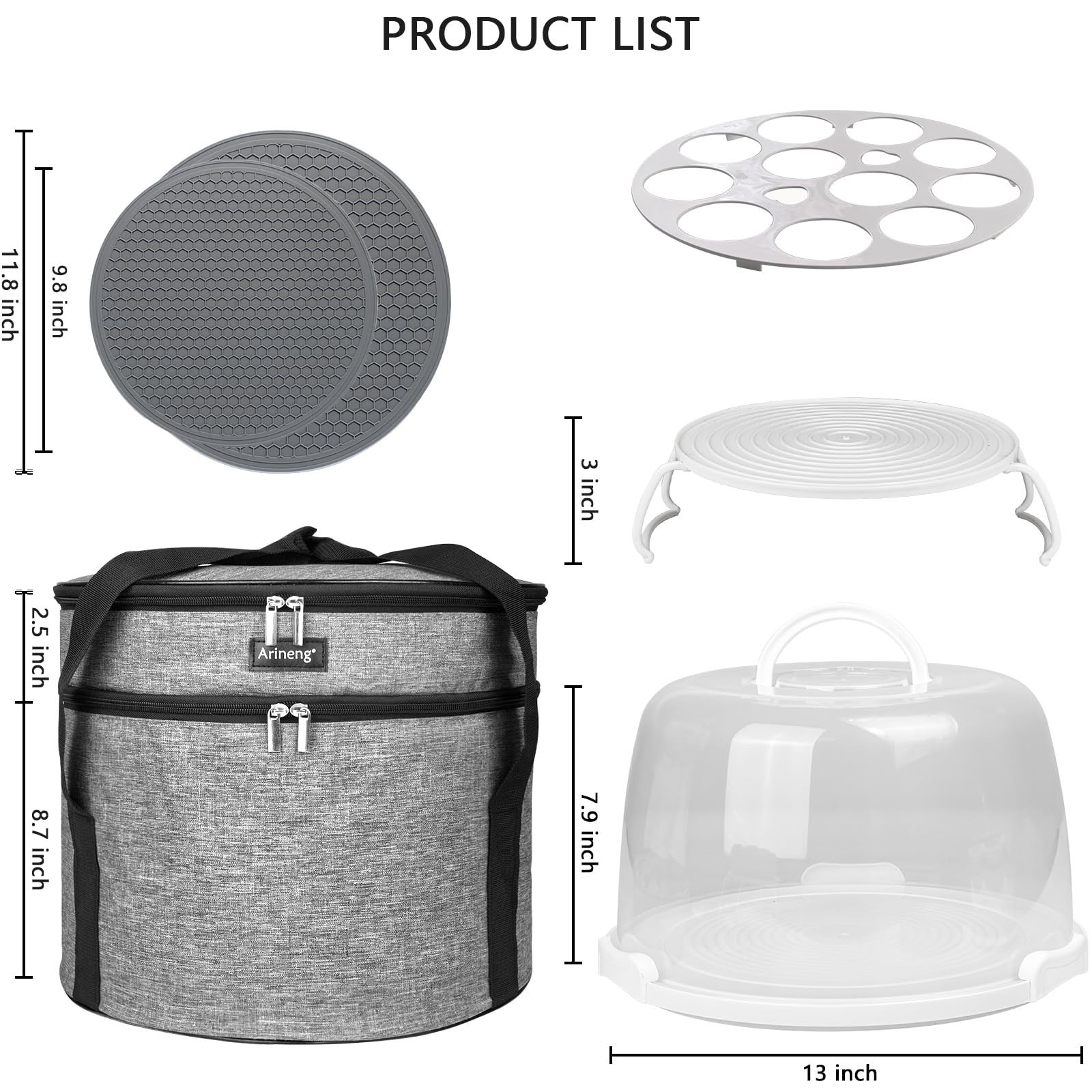Round Cake Carrier Box with Lid and Handle, Transportation Insulated Bag for …