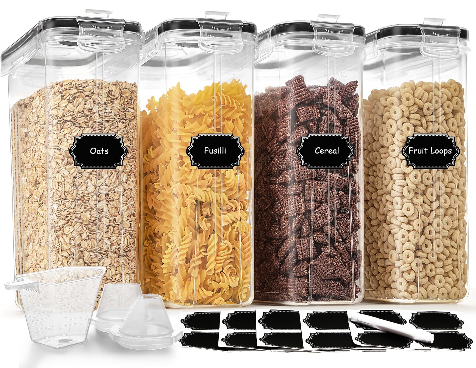 Cereal Containers Storage Set (4L / 135.2oz), 4PCS Airtight Food Storage Cont…