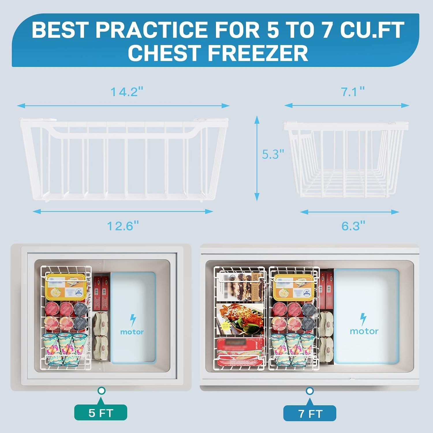 4Pk Stackable Freezer Organizer Bins for 5-7 Cu Ft Deep Freezer White
