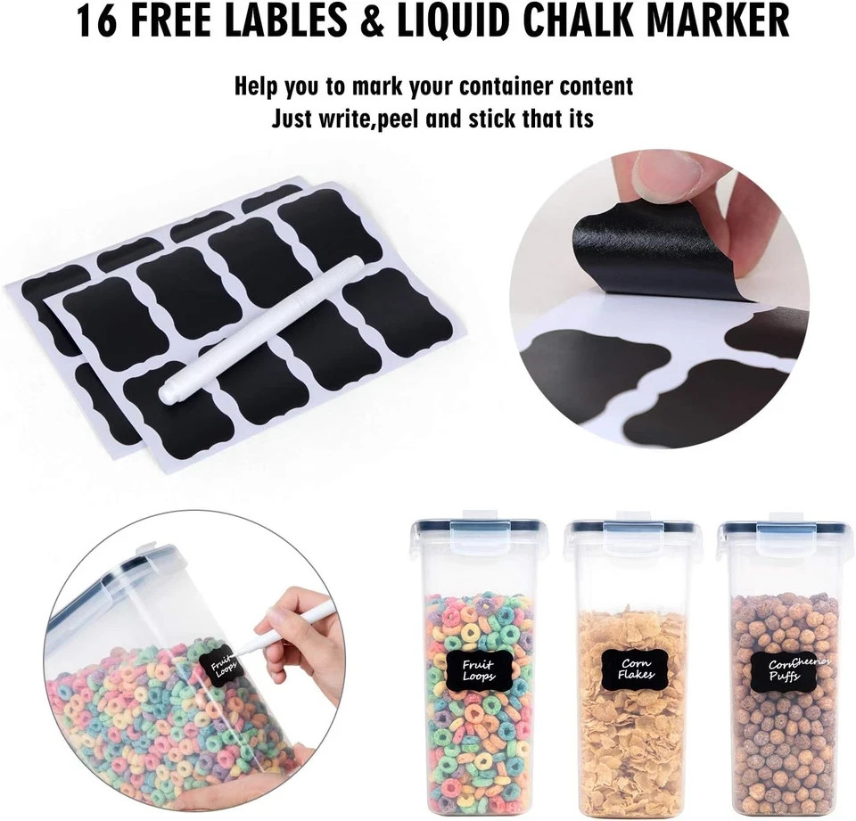 Cereal Containers Storage Set – 3 Piece Airtight Large Dry Cereal Container (135