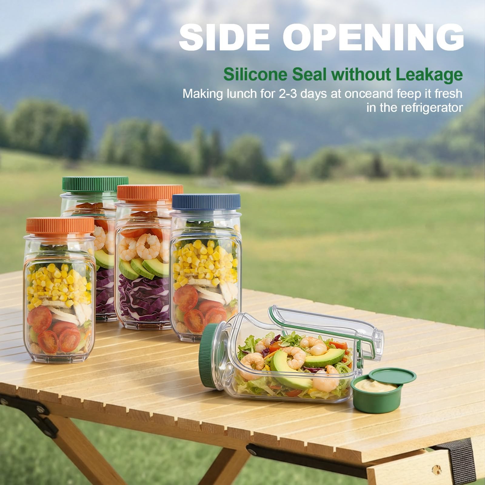 Salad Pod, 1000ml Side-Opening Salad Container (Salad Container for Lunch), L…