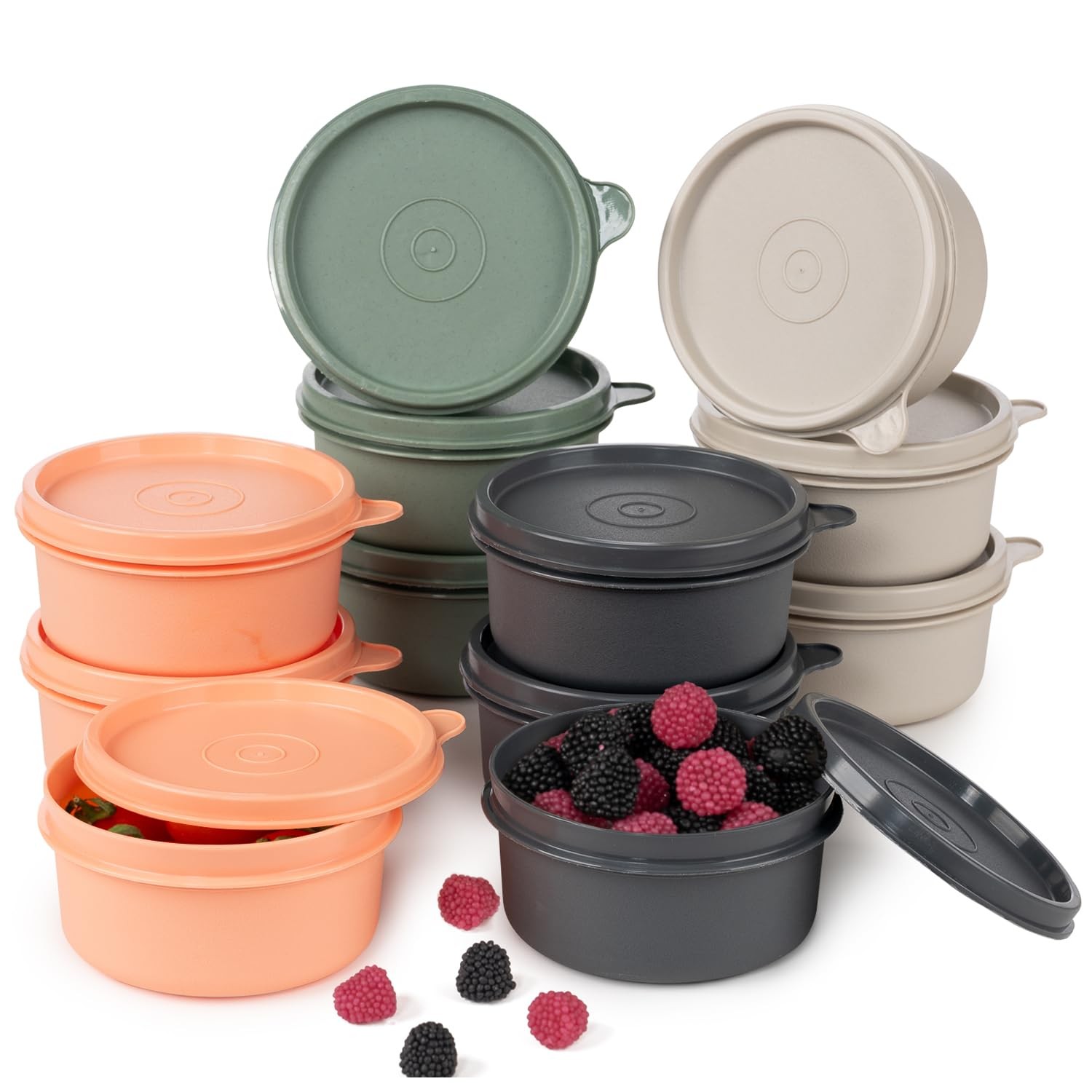 9 oz Small Round Food Storage Containers with Lids Set of 12 (24 Pieces), Air…