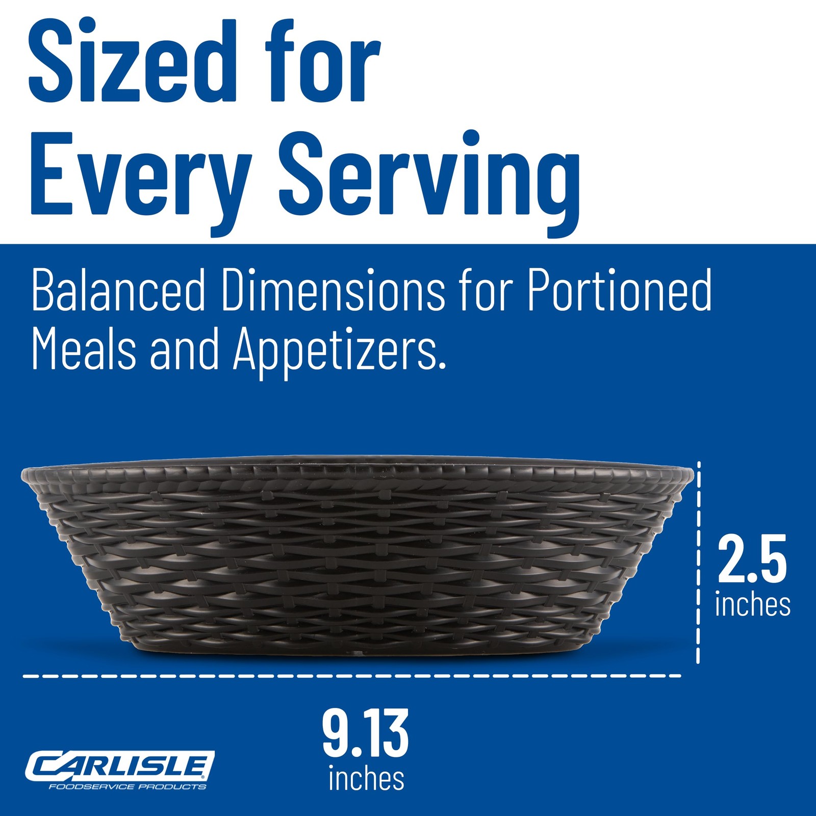 650403 WeaveWear Oval Serving Basket, 9″ x 6″, Black