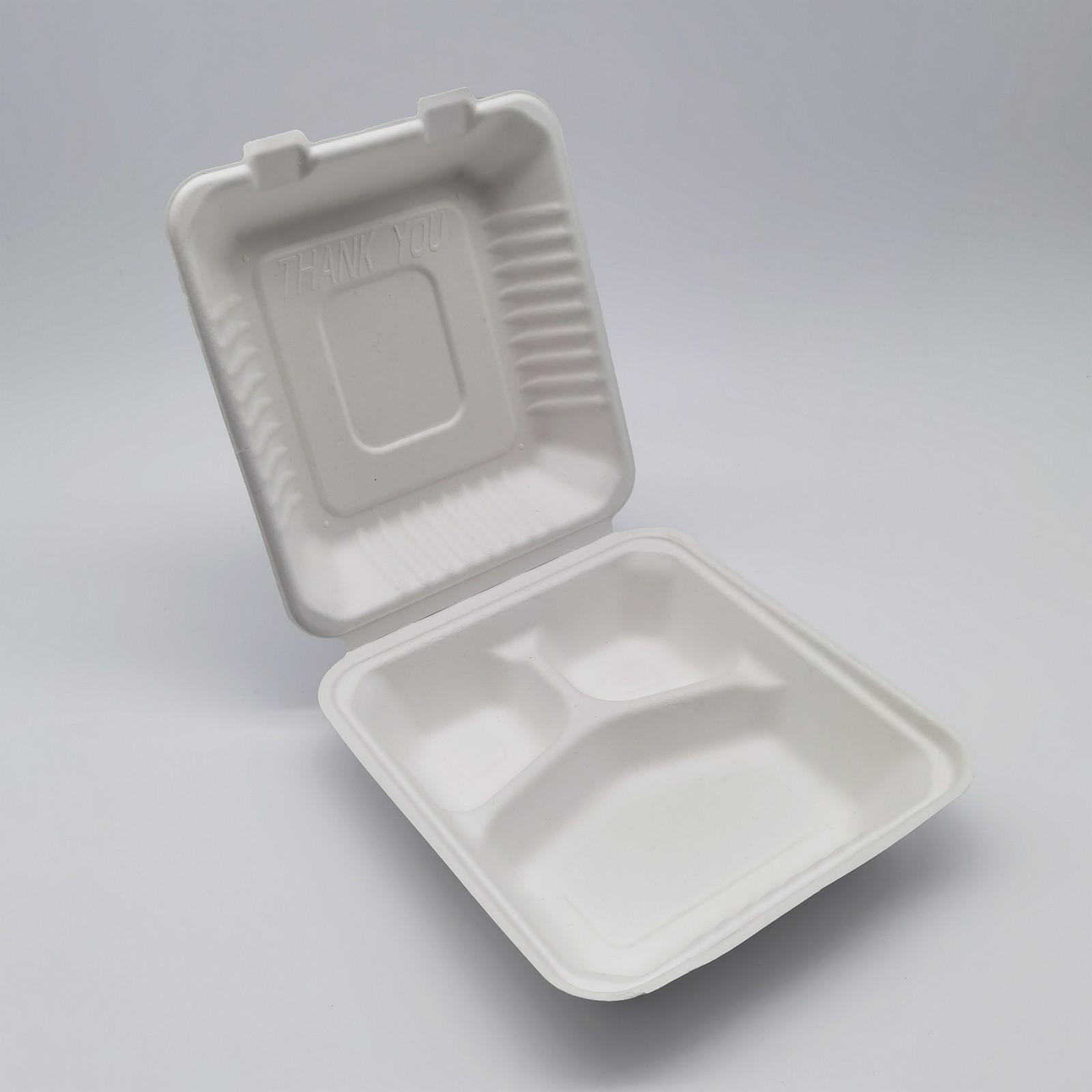 3-Compartment Hinged White Take Out Containers – 9″ – 200 Count