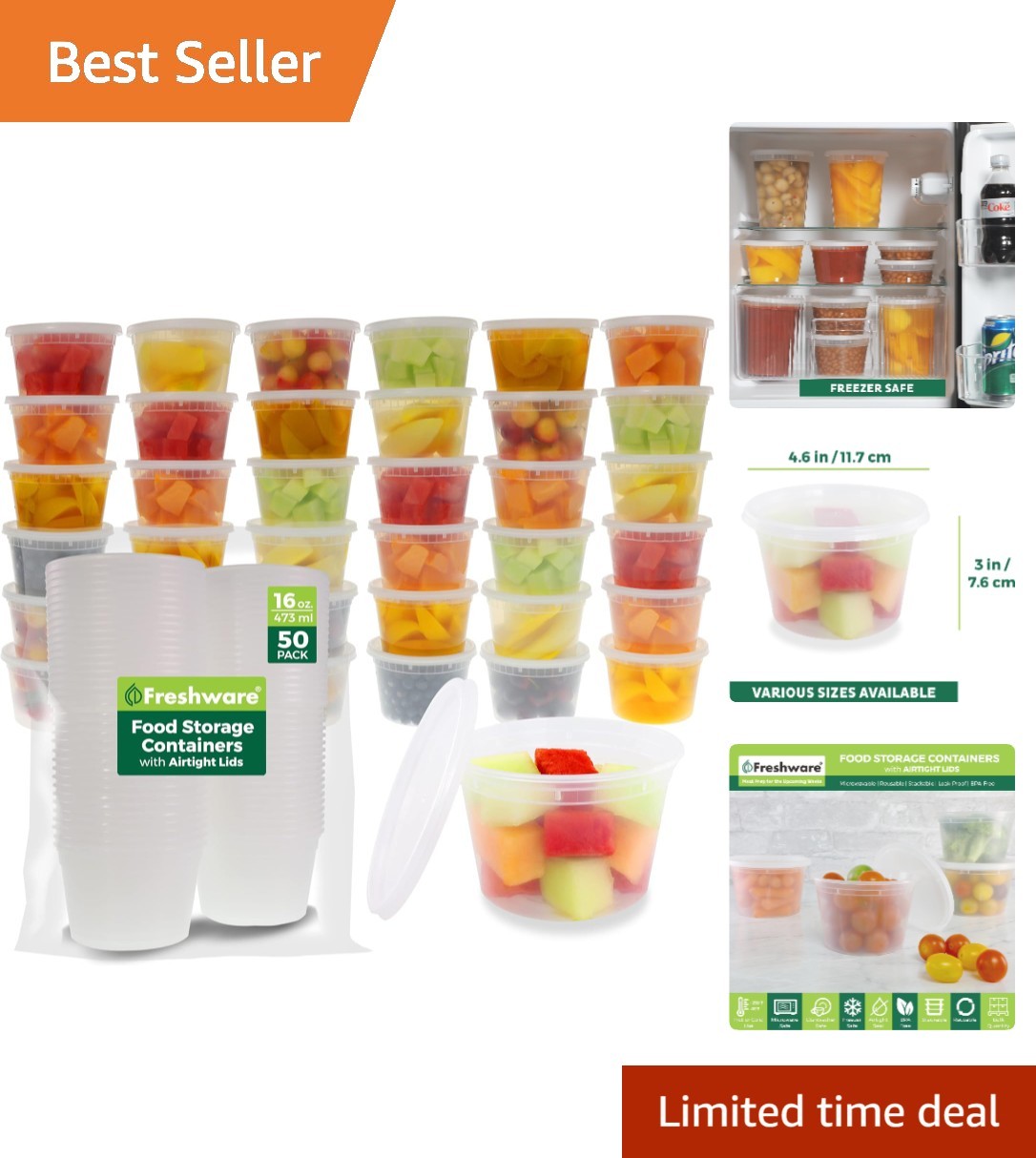 Durable 50-Pack 16oz Plastic Meal Prep Containers – Freezer & Microwave Safe