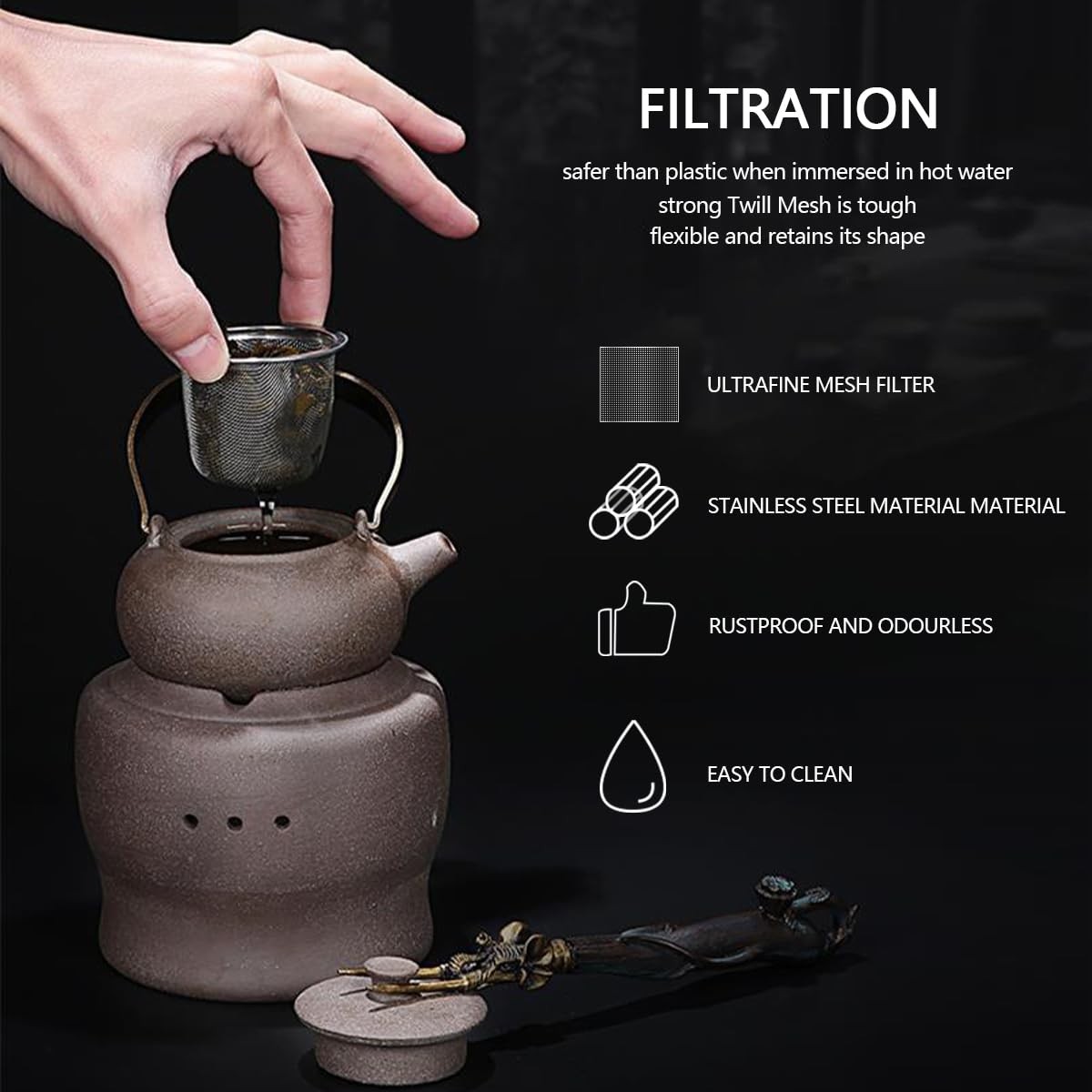 10 Pcs Stainless Steel Tea Filter, 304 Metal Teapot 2.5×1.9inch, Silver
