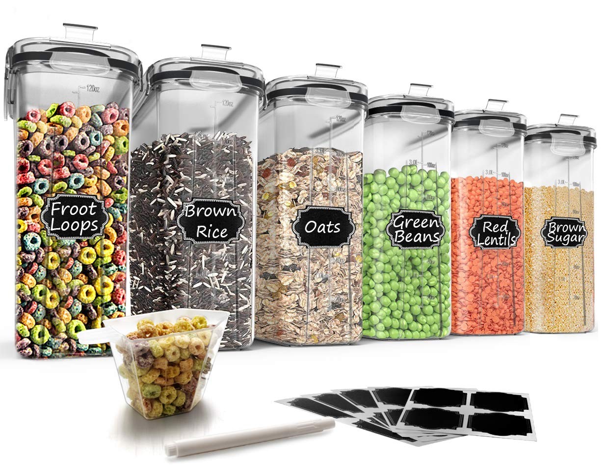 Wildone Cereal Storage Containers Set, Large BPA Free Plastic Airtight Food S…