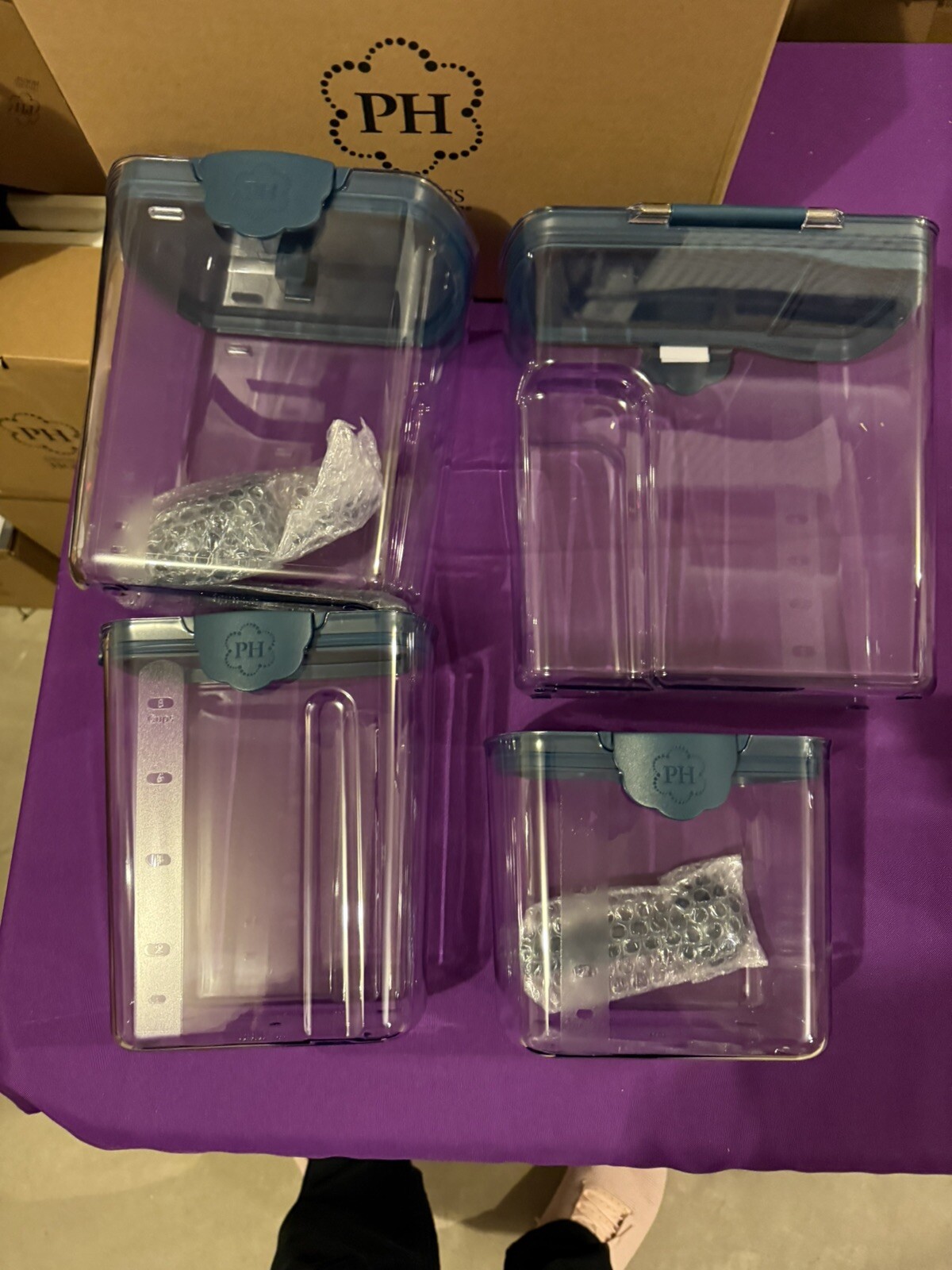 Princess house Pantry Storage Container Set Of 4 Blue LidsNavy New In Box #10011