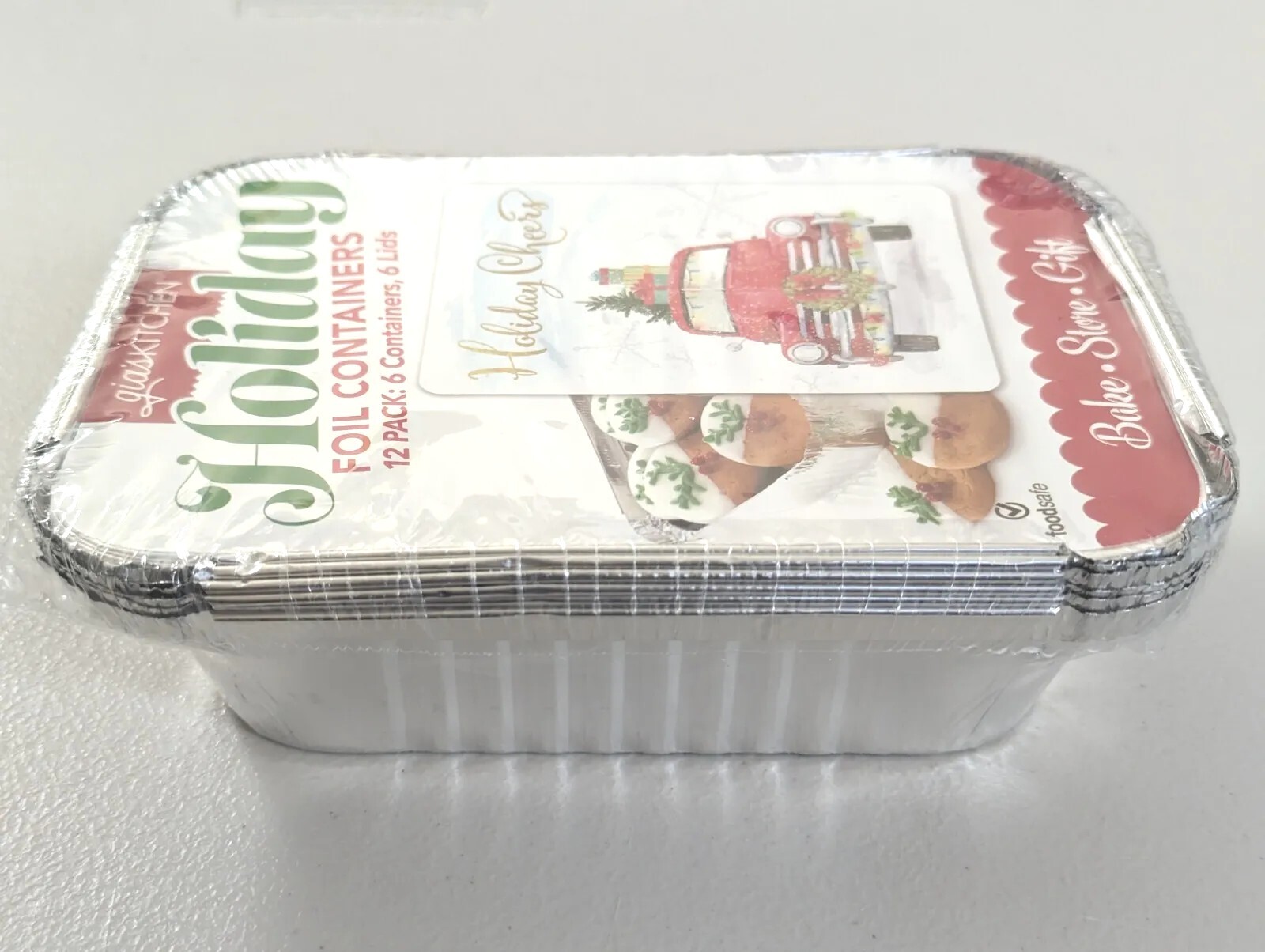 Gia’s Kitchen “Holiday Cheers” Holiday Foil Containers Bake Store – Set of 6