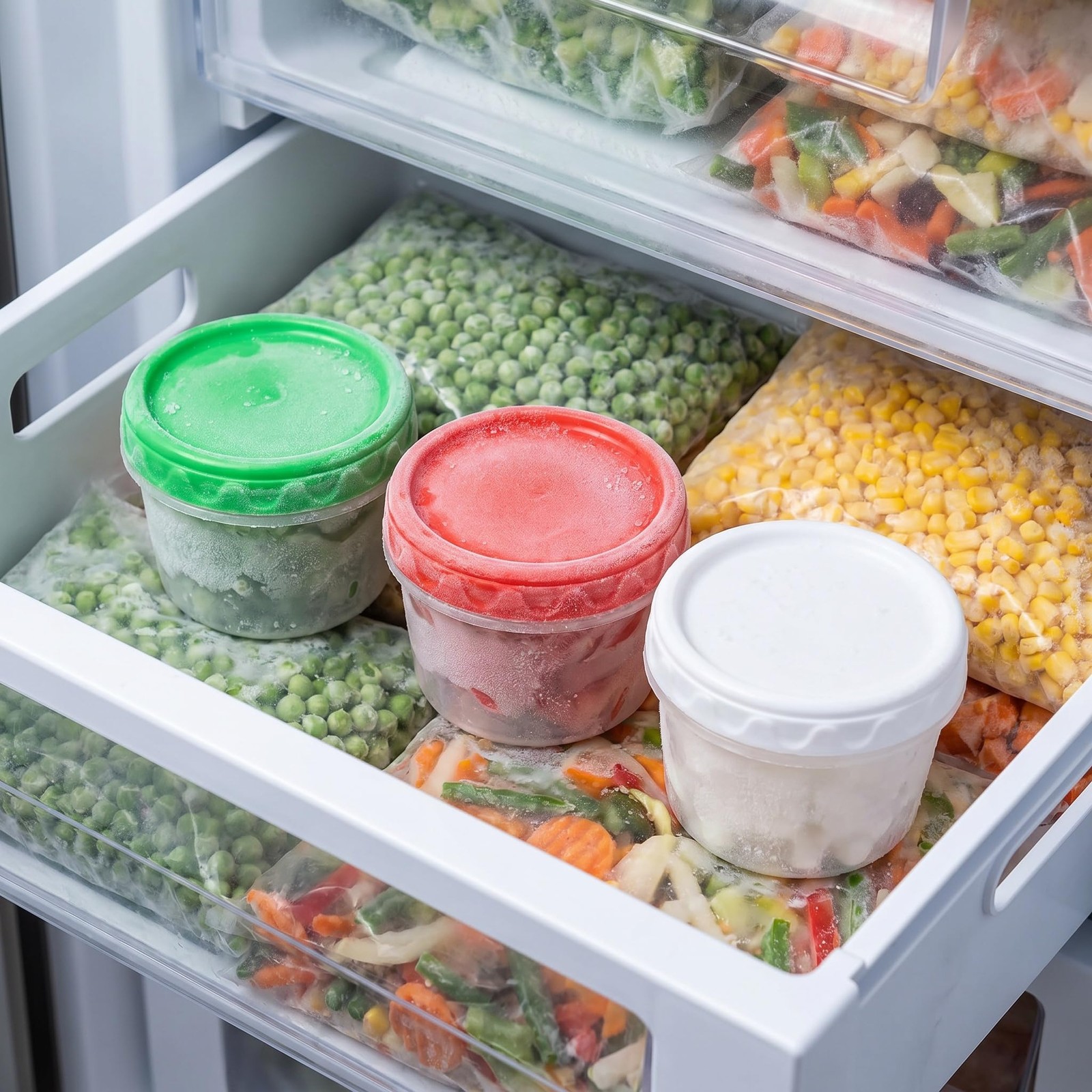 8 oz Small Freezer Containers with Lids Stackable Plastic Food Storage Contai…