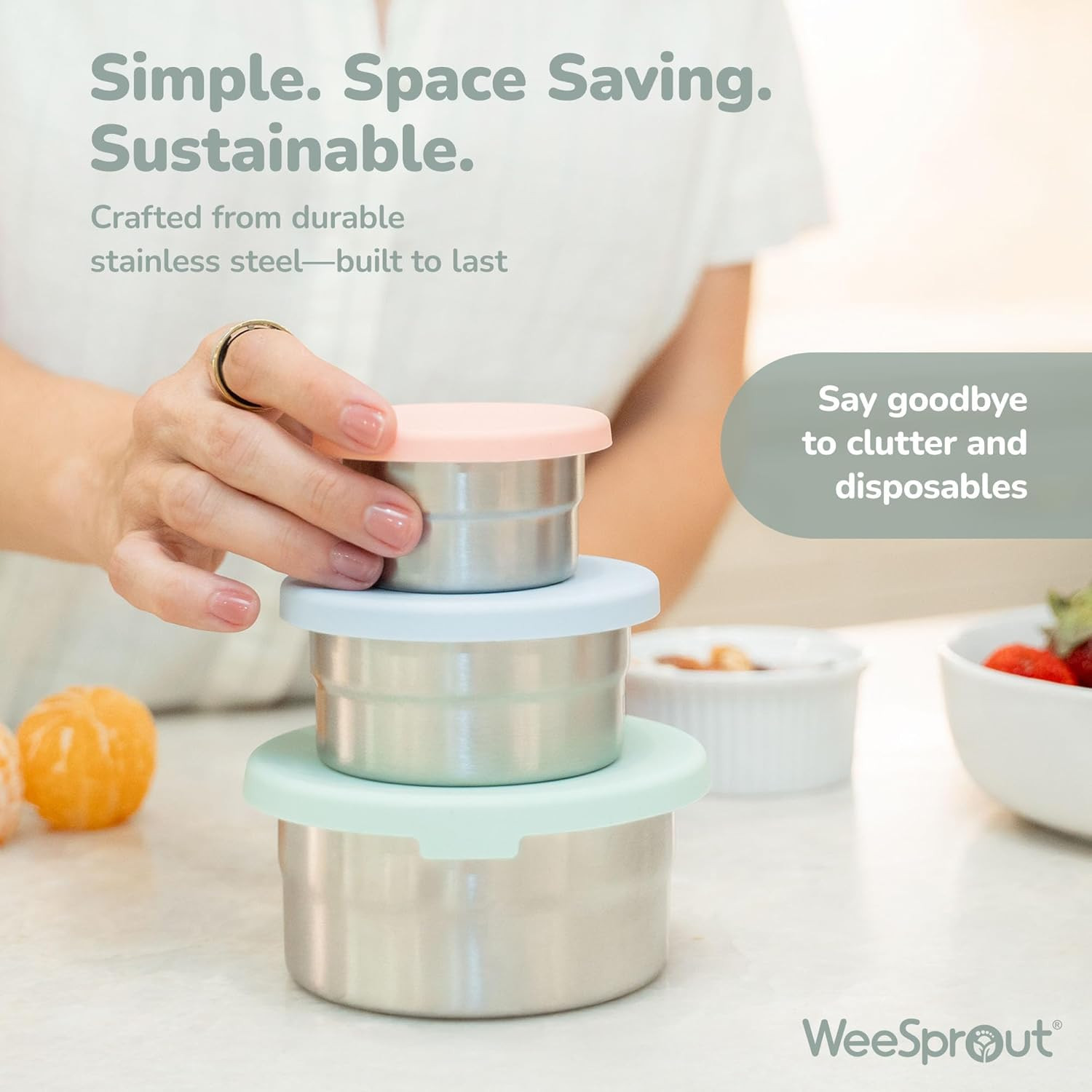 Stainless Steel Food Storage Containers – 3 Pack – 3 Oz, 6.1 Oz, 12.85 Oz with L