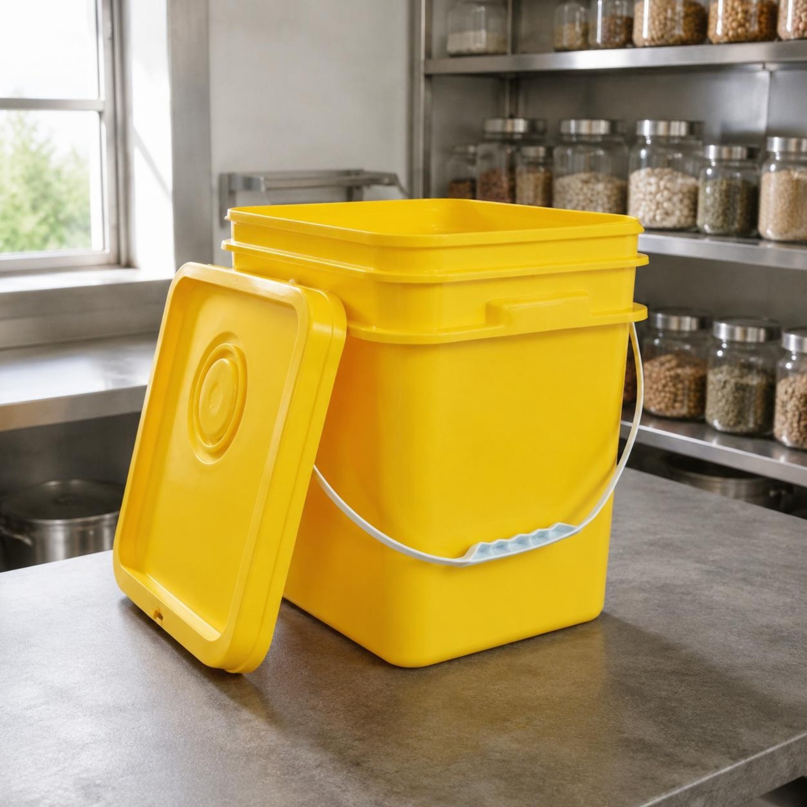 16L Square Pail Thickened Square Plastic Pail Balanced-Carry Grip Handle