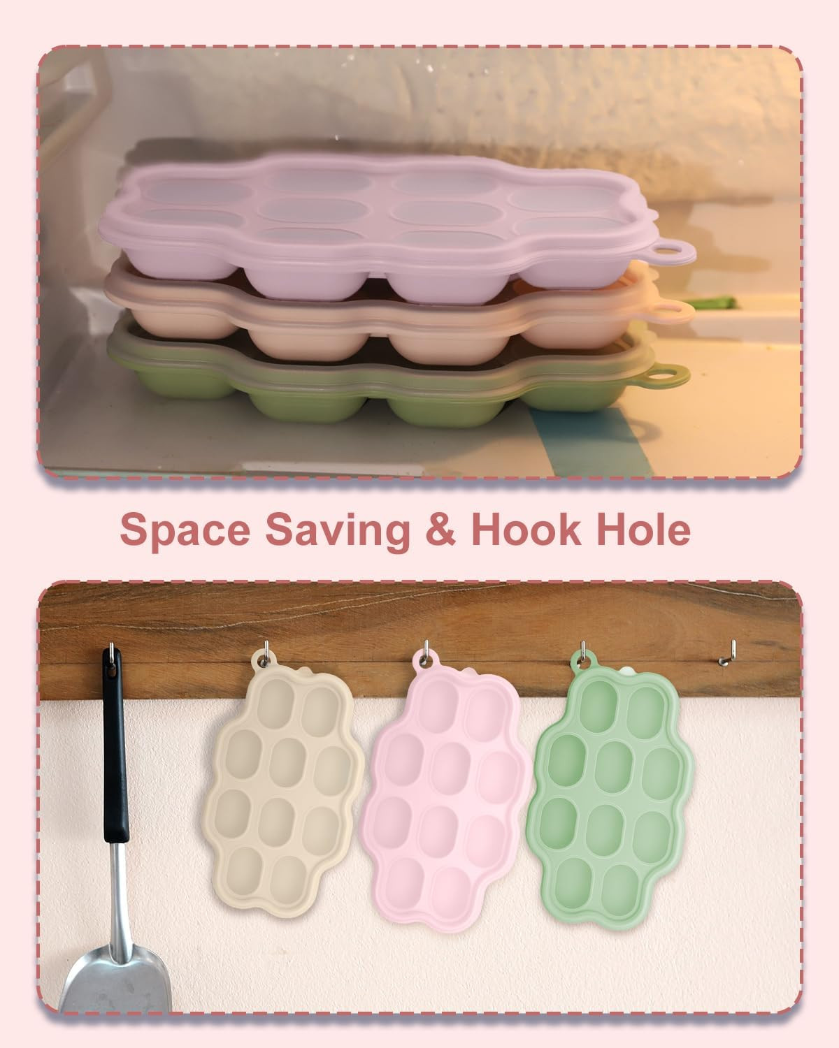 Baby Food Freezer Trays with Lids (2 Pack), Silicone Nibble Freezer Tray, Bre…
