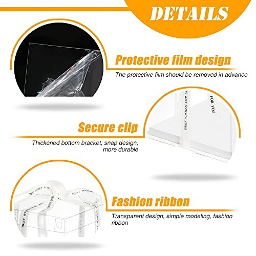 Clear Cake Box,4 Pcs Transparent Cake Box with Ribbon for Pastries10 X 10 X 9…