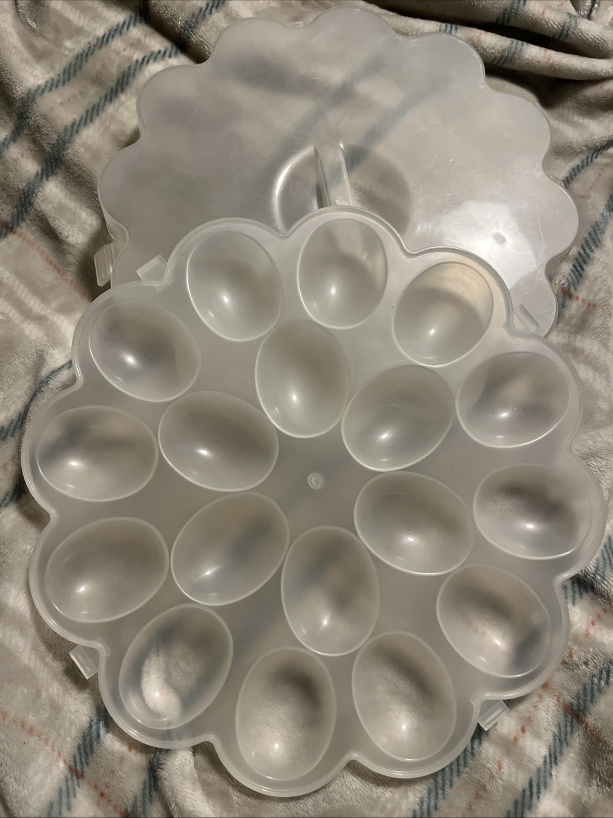 Plastic Snap On Lid Deviled Egg Container Holds 18 Eggs