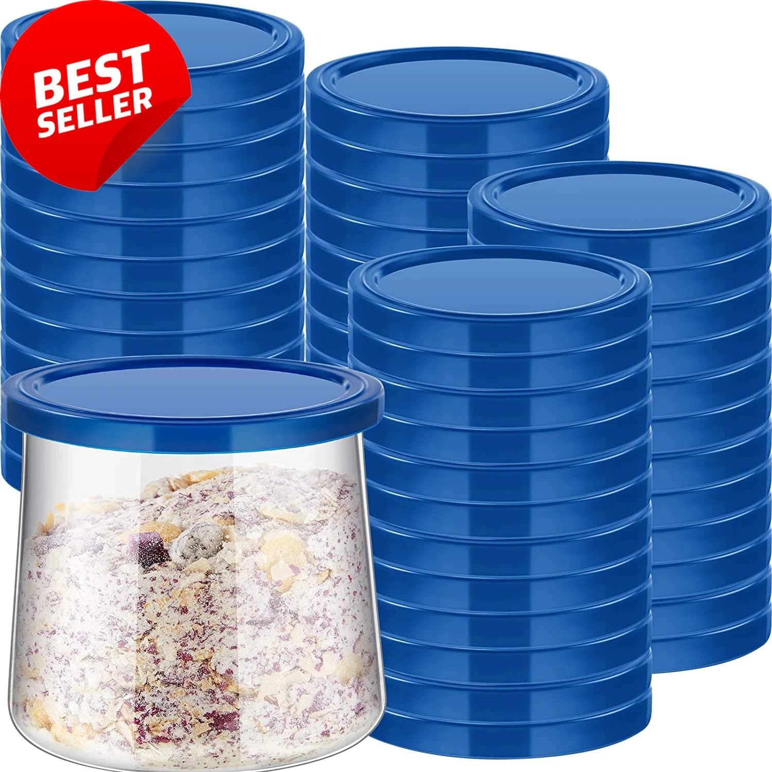 48Pcs Yogurt Jar Lids Set,Plastic Lids for Oui Jars, Food Storage