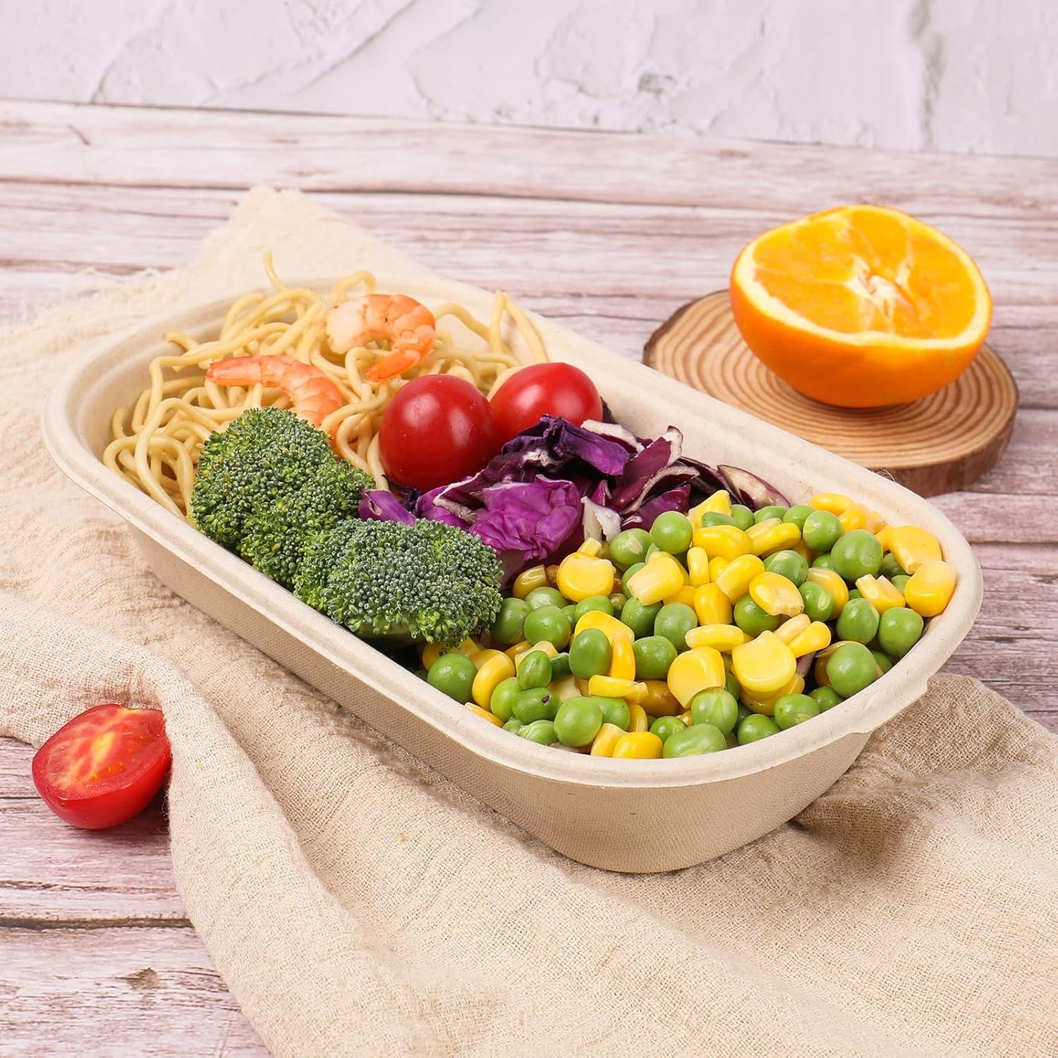 23 oz Disposable salad bowls W/ lids Sugarcane Fiber Paper Bowls take away food