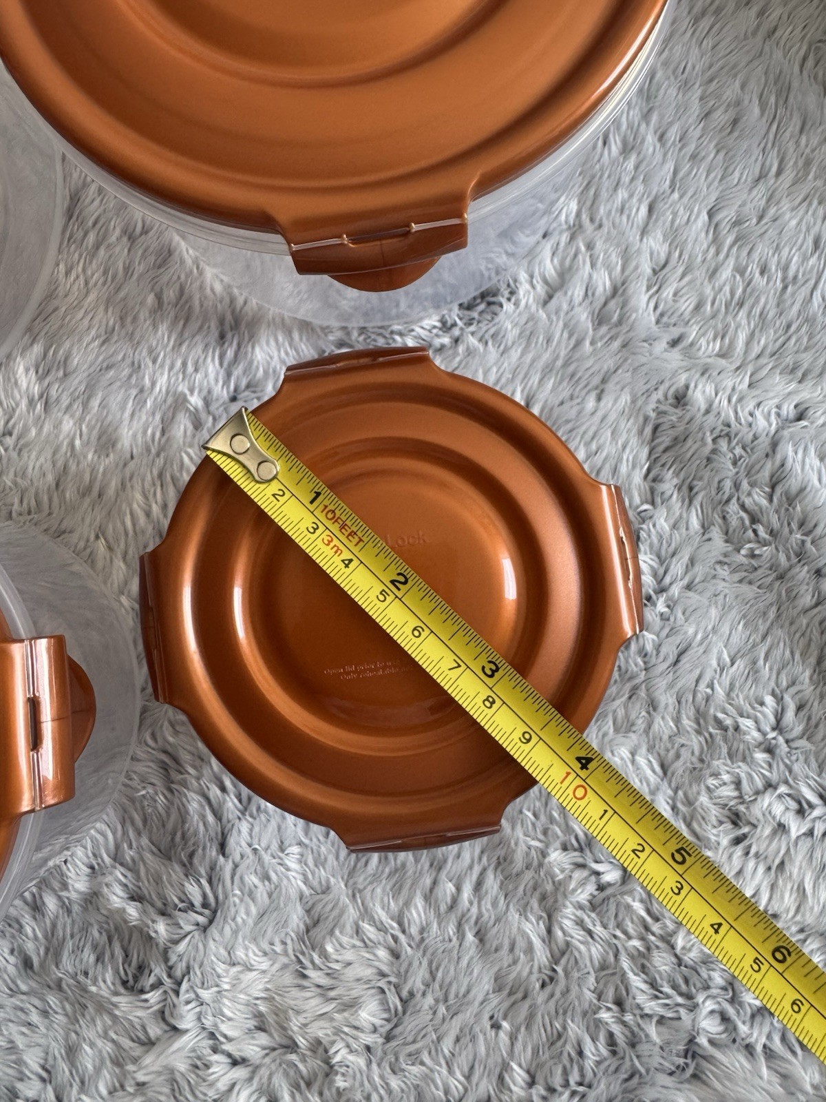 LocknLock 4 Piece Nestable Round Storage Set COPPER largestw/handle NEW