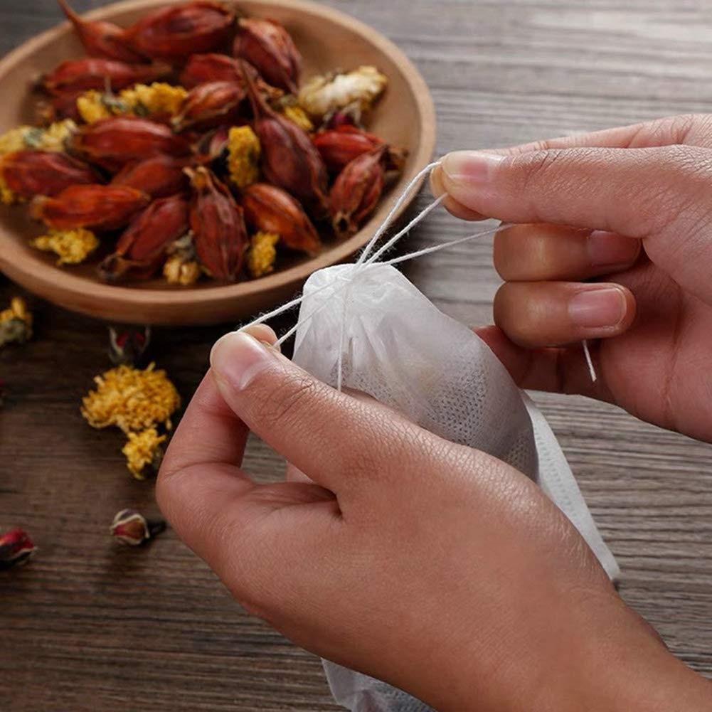 LTKJ 100-pack Cotton Tea Filter Bags Coffee with Drawstring for White
