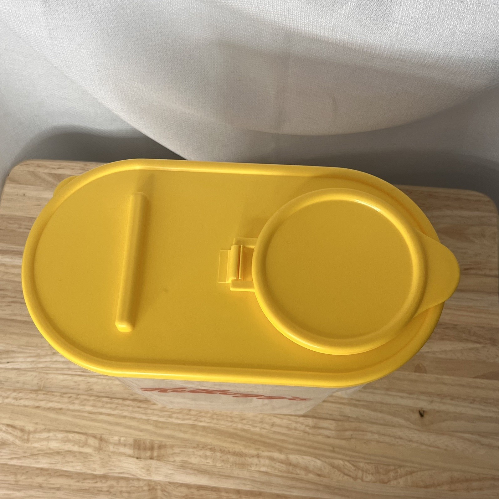 1996 Kelloggs Cereal Storage Container with Yellow Lid