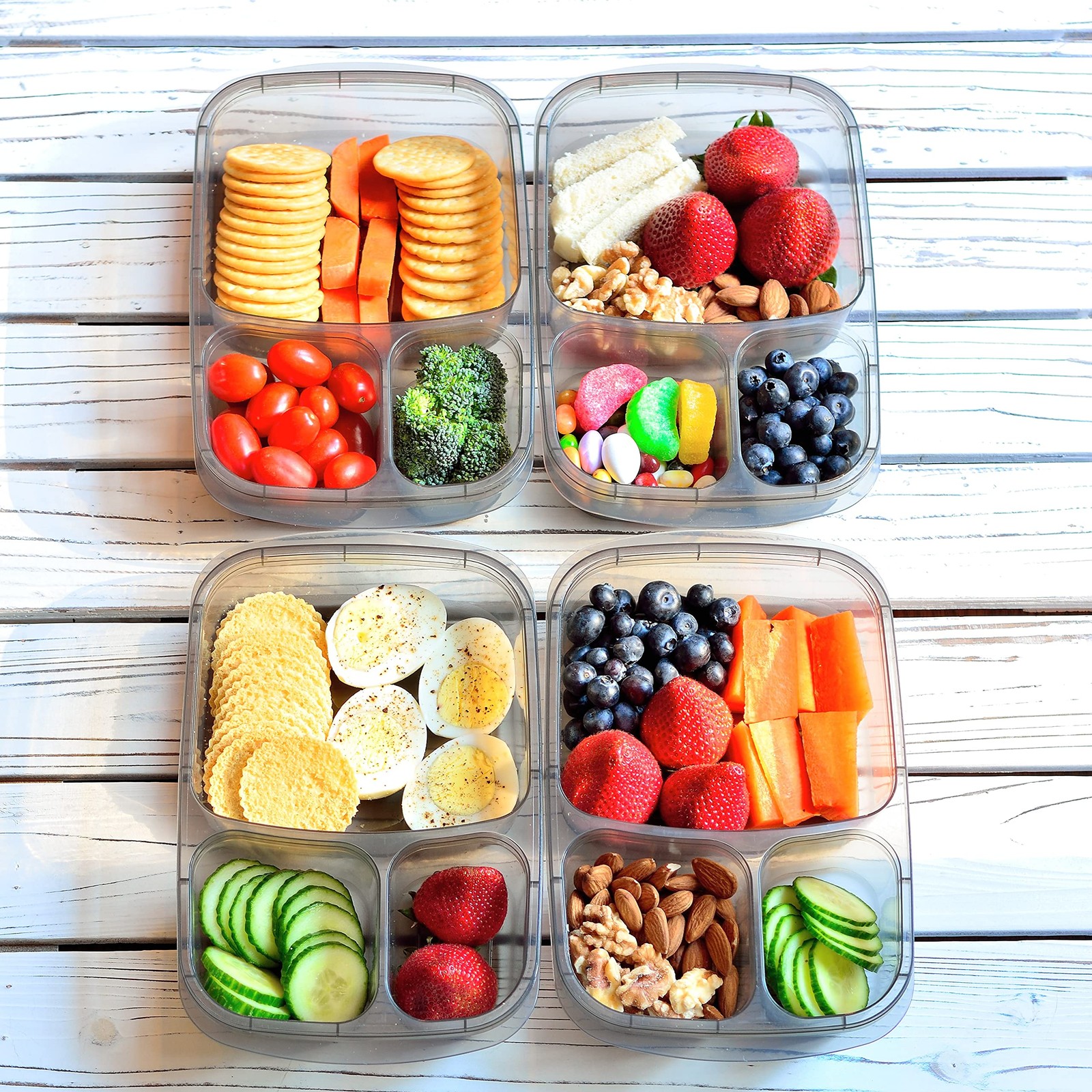 Youngever 7 Sets Bento Lunch Box, Meal Prep 9.5 x 6.2 x 2.2 inches, Clear