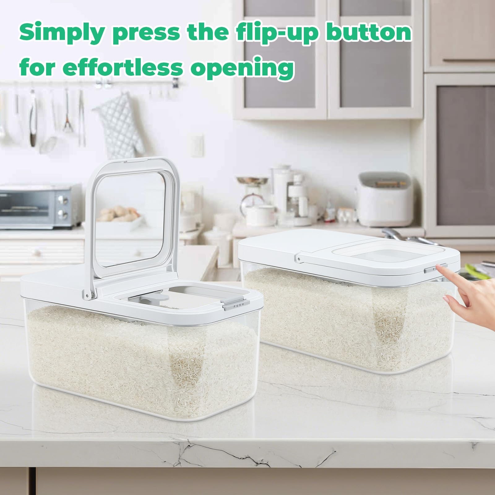 TBMax Rice Flour Storage Container with Automatic Flip-up Lid 13 Lbs | Clear