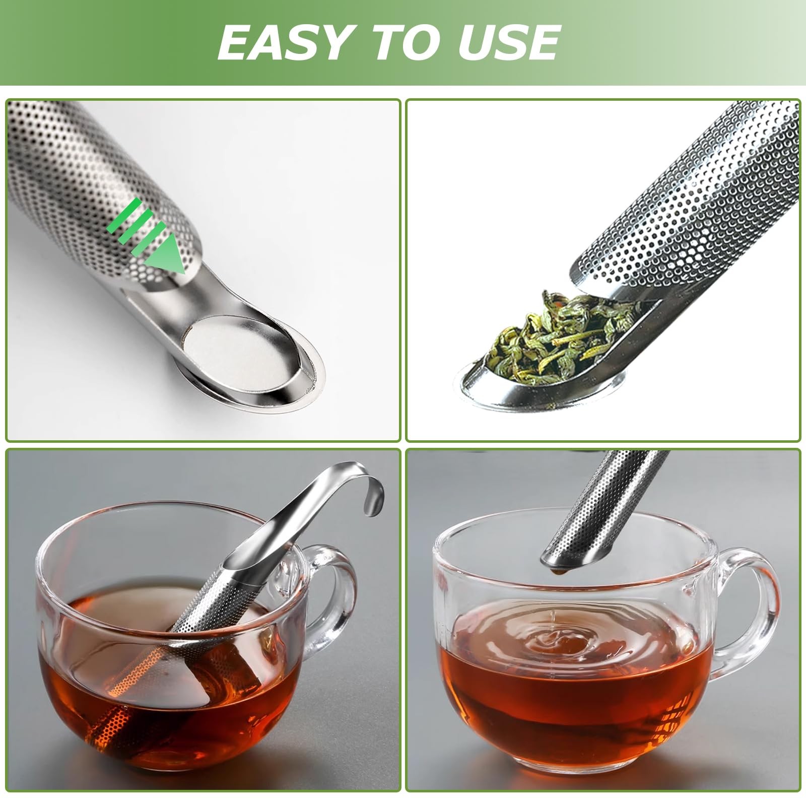 2 Pack Tea Infuser, Fine Mesh Infuser for Loose Leaf Tea, Silver