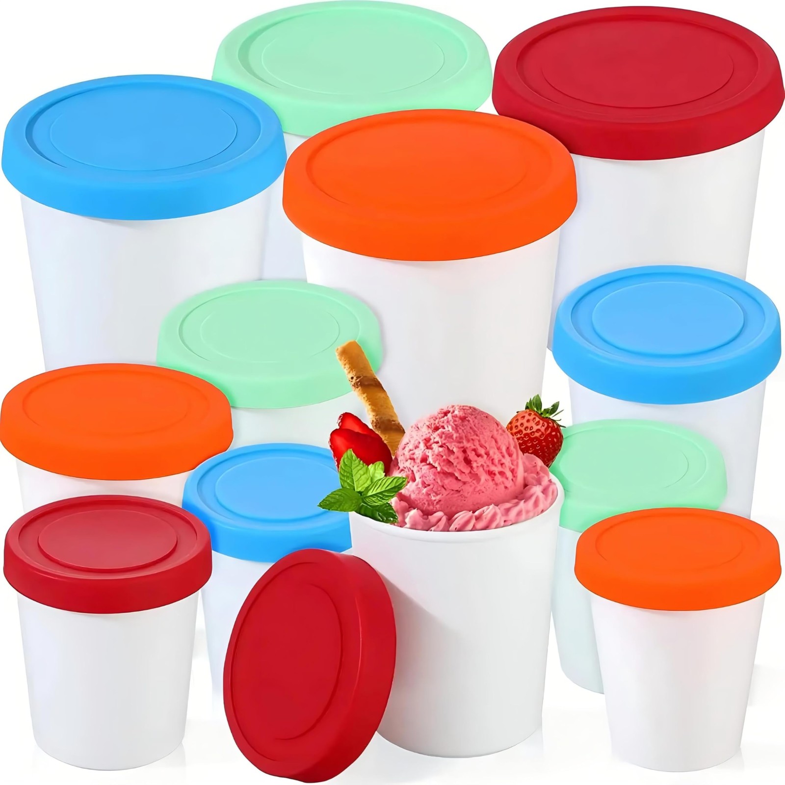 32 Oz Ice Cream Containers for Homemade Ice Cream Containers with Silicone Li…